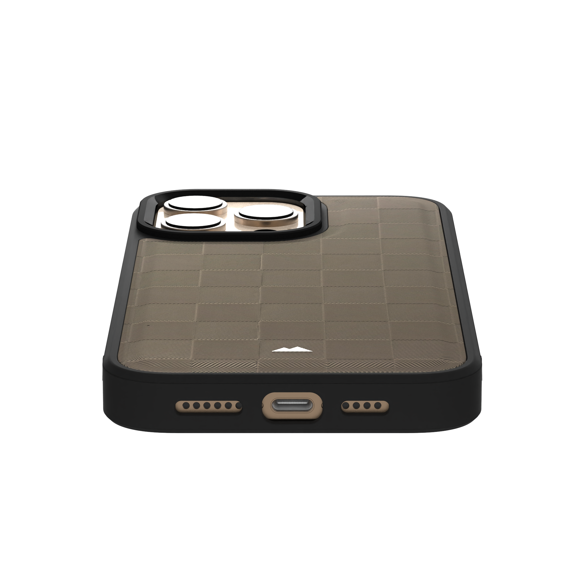 Cream Checkered Leather Case Cover for iPhone 16 Pro Max