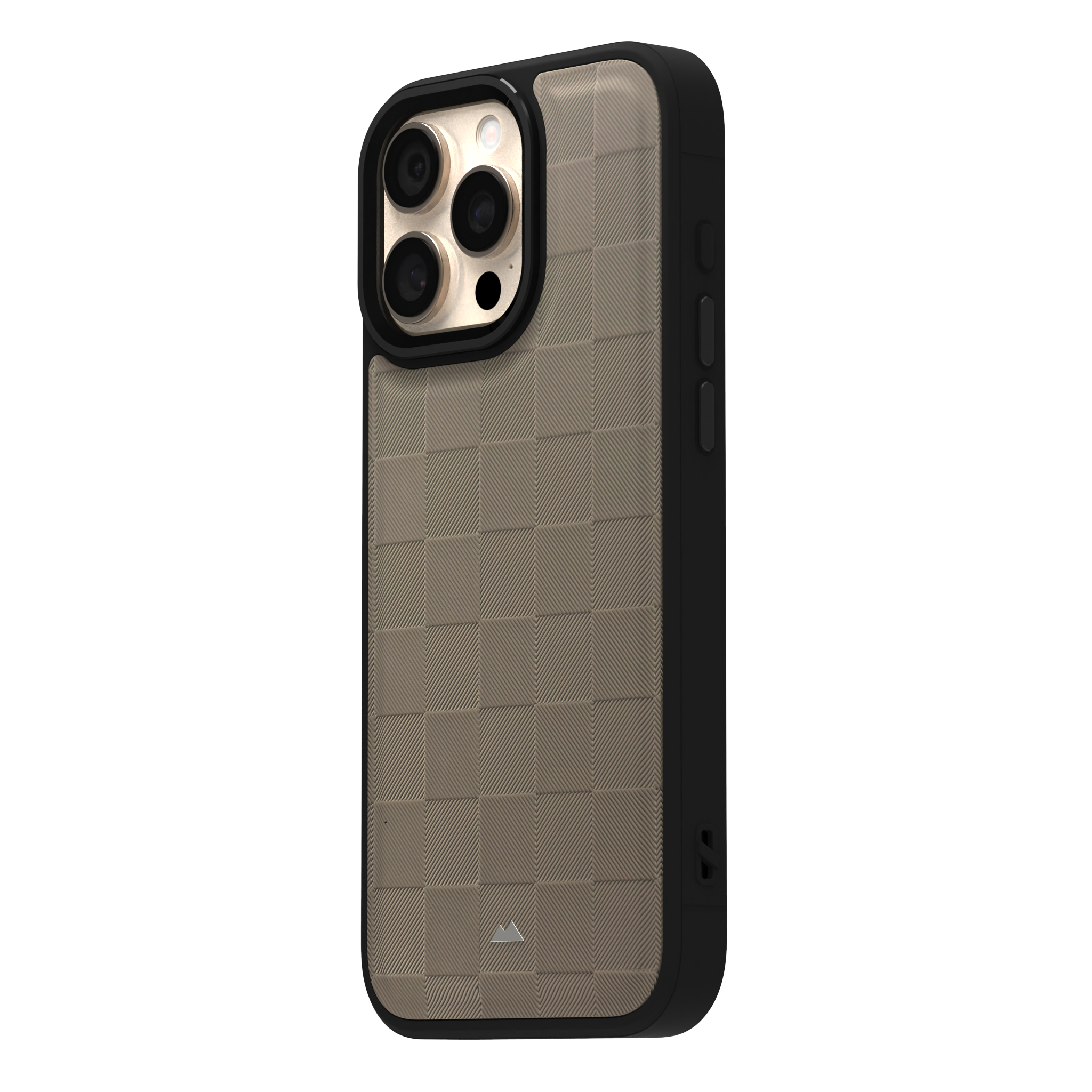 Cream Checkered Leather Case Cover for iPhone 16 Pro Max