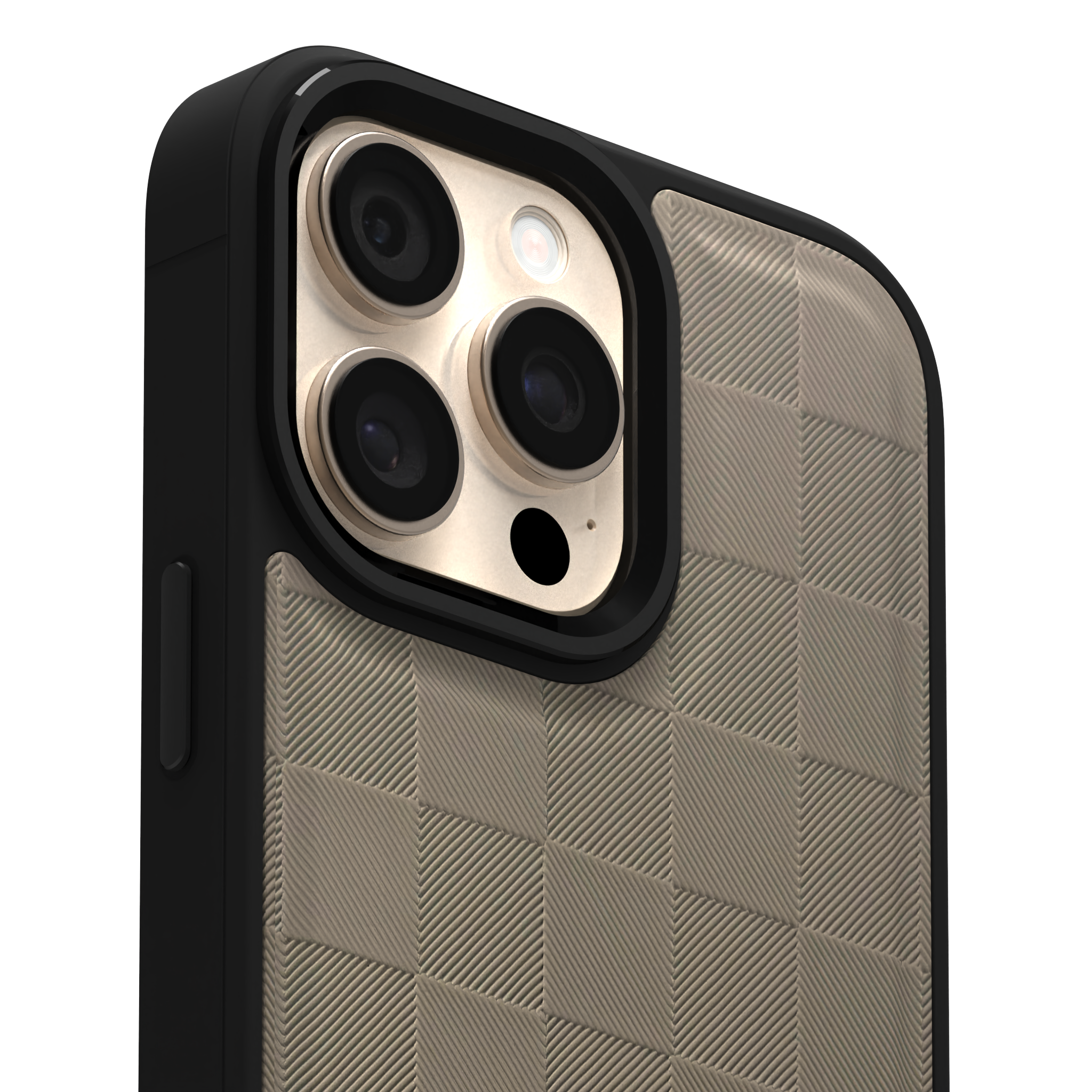 Cream Checkered Leather Case Cover for iPhone 16 Pro Max