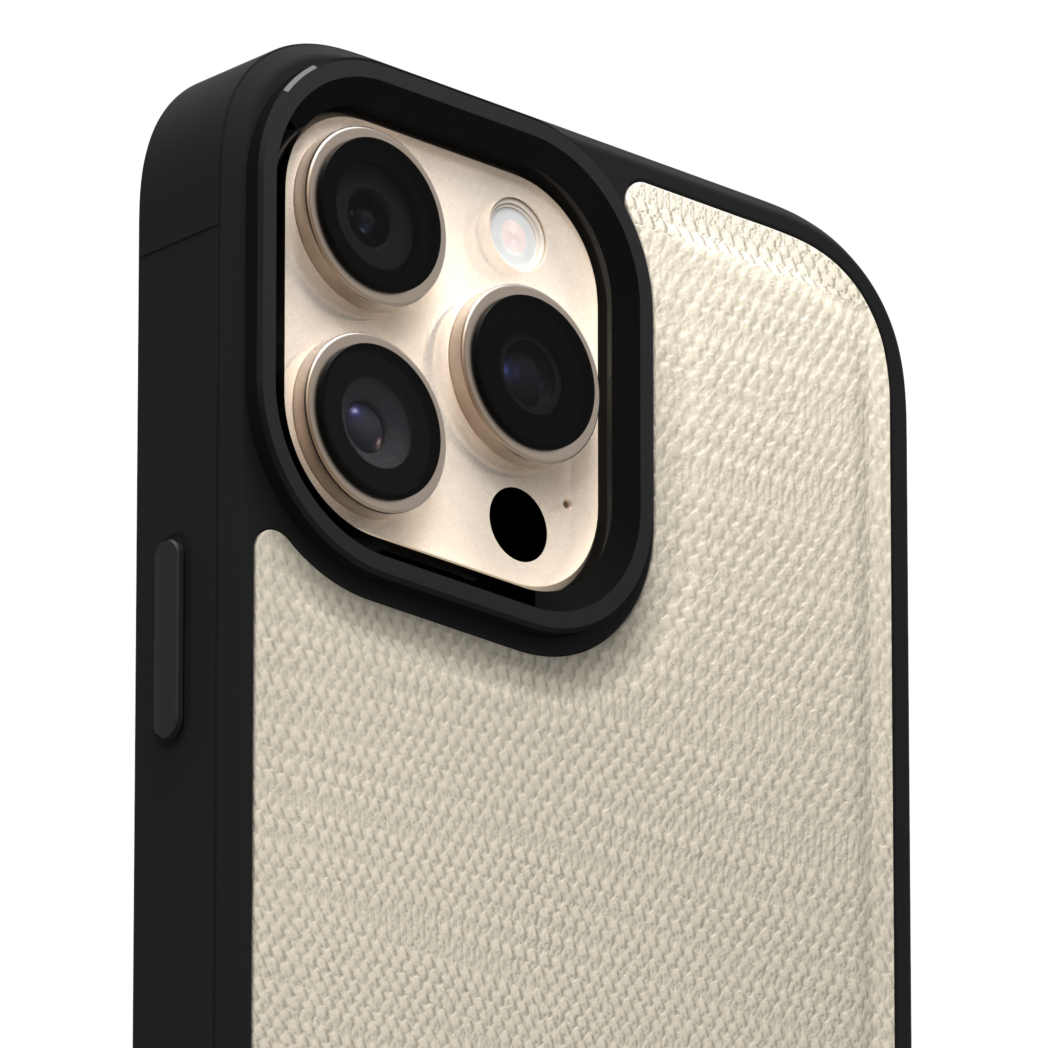 Cream Striped Leather Case Cover for iPhone 16 Pro Max