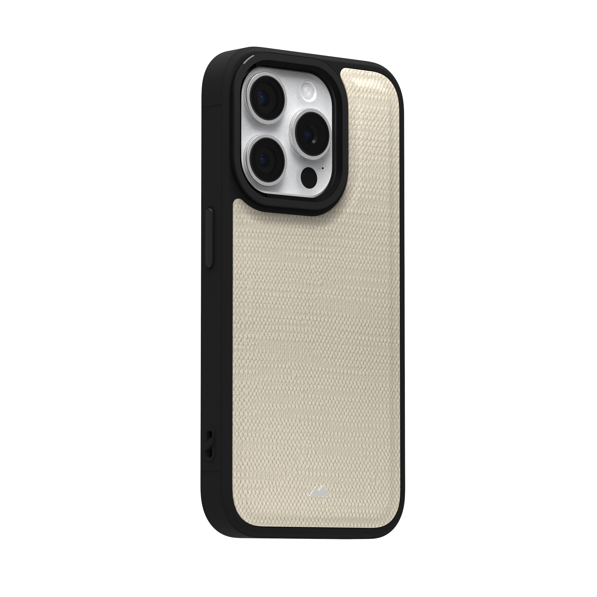 Cream Striped Leather Case Cover for iPhone 15 Pro