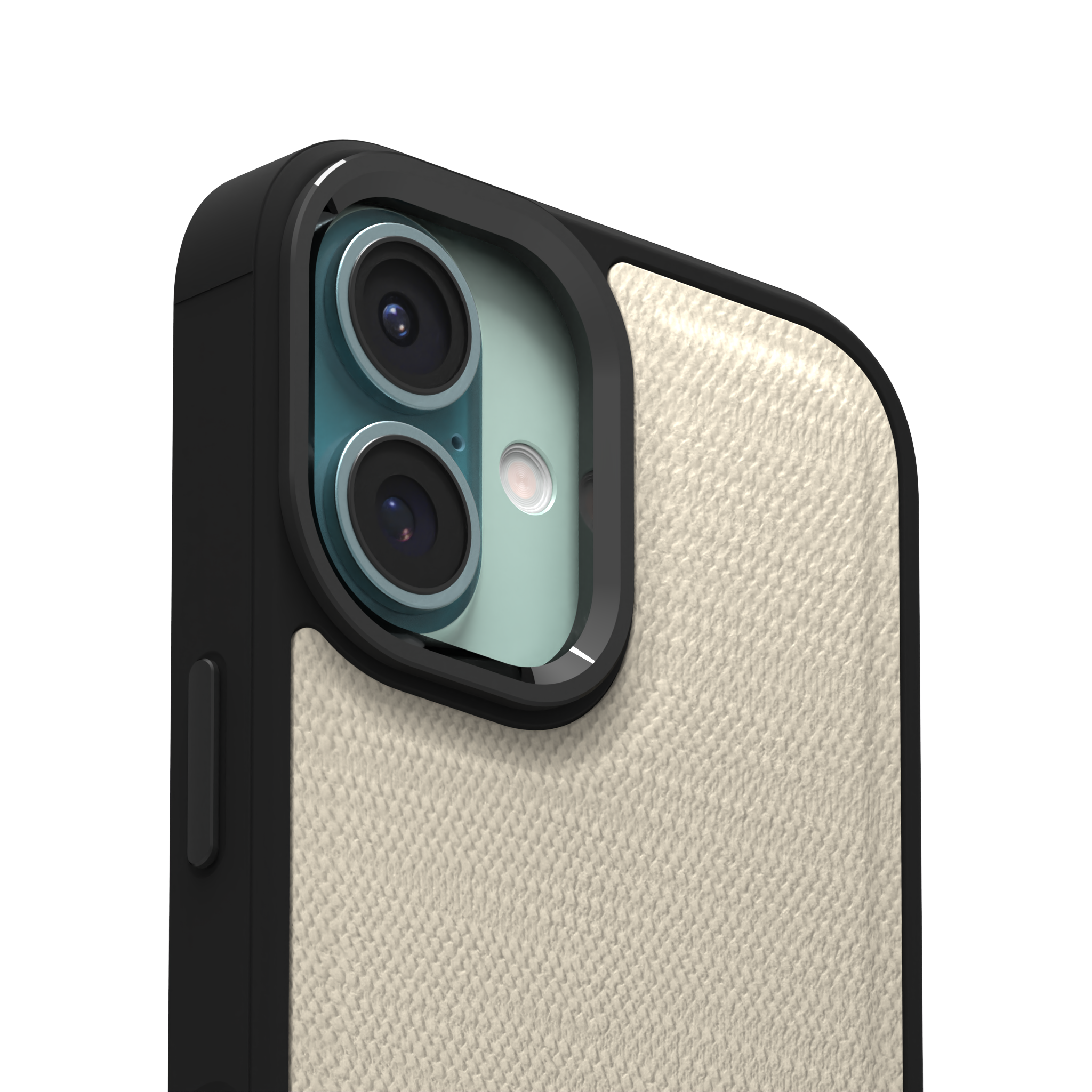 Cream Striped Leather Case Cover for iPhone 16