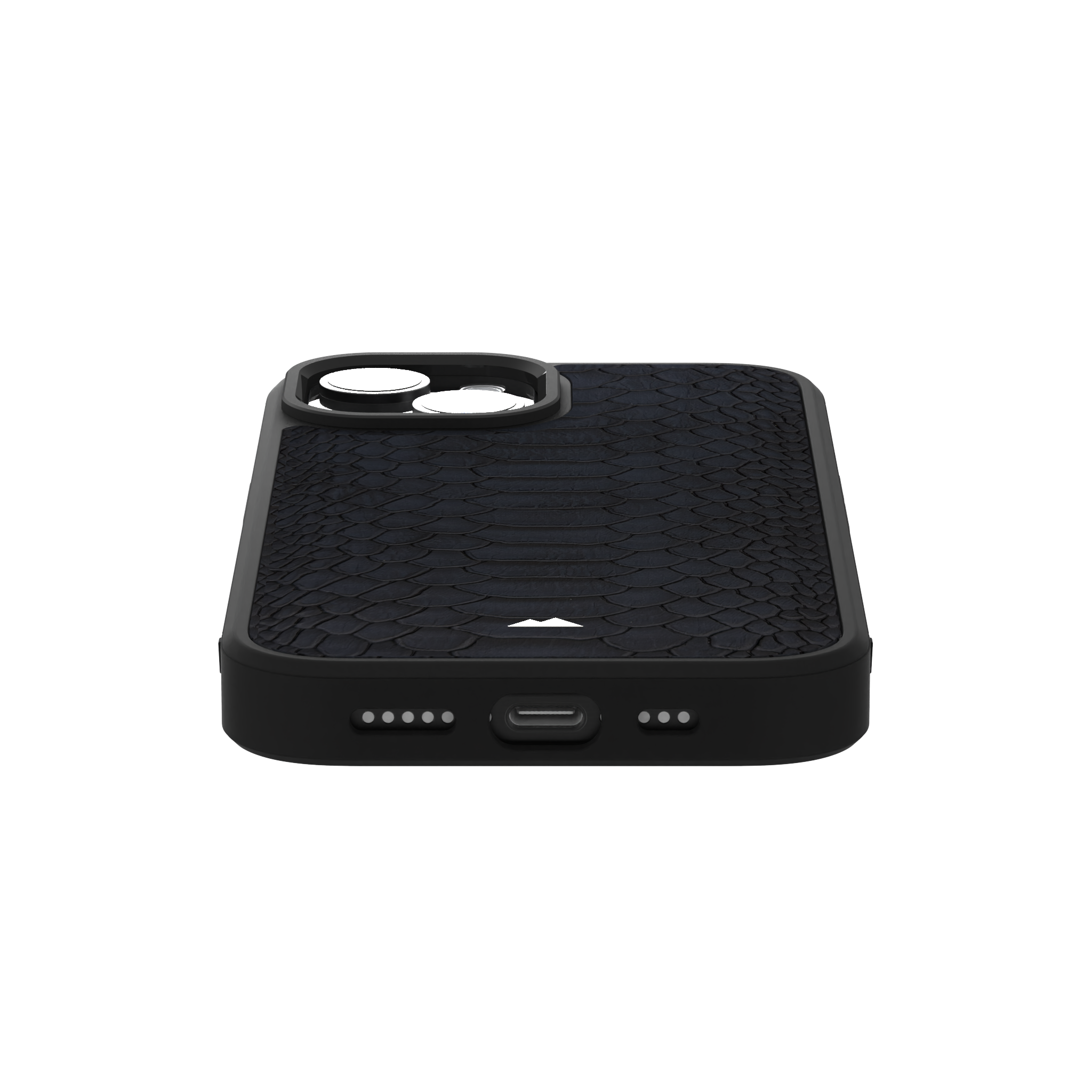 Blue Python Leather Case Cover for iPhone 15