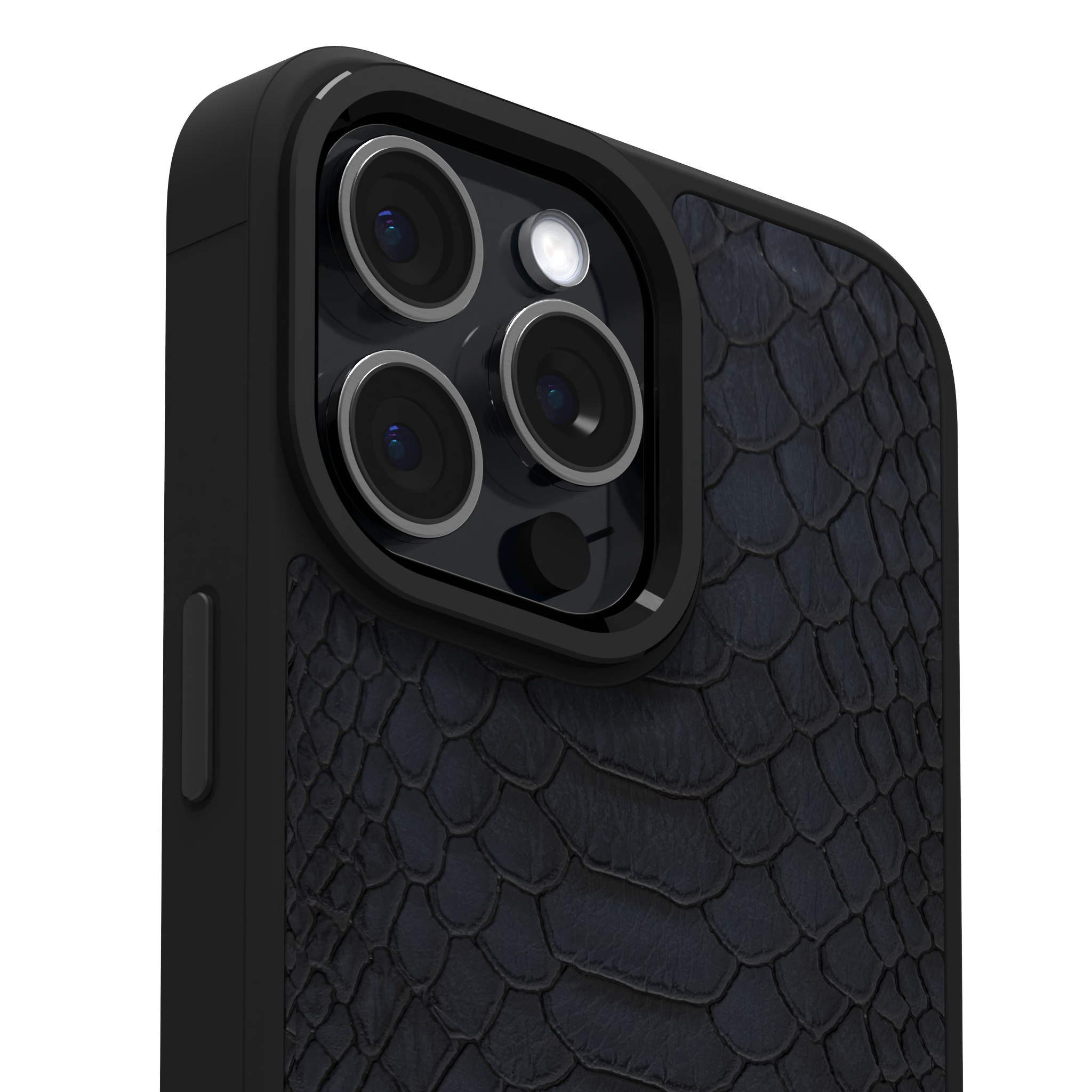 Blue Python Leather Case Cover for iPhone 15 Pro Max