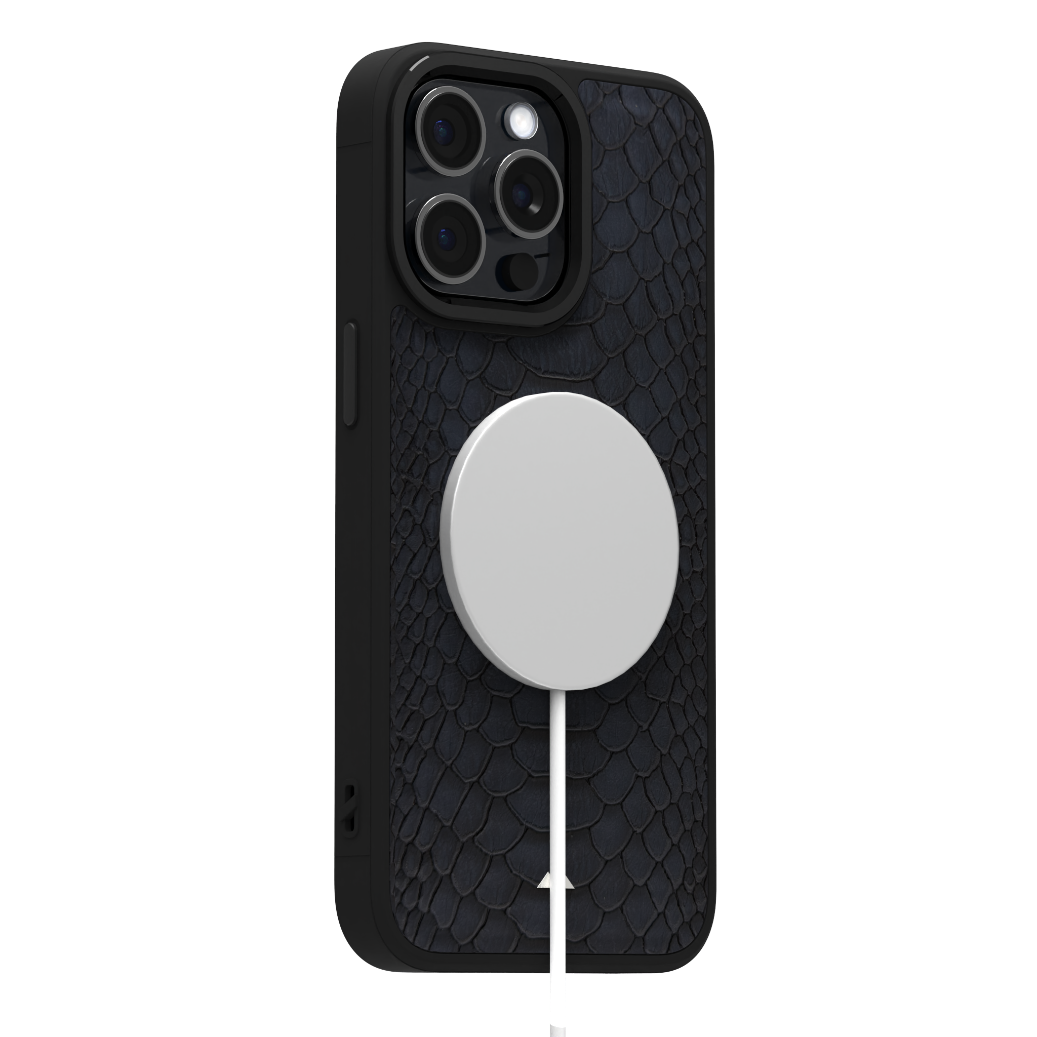 Blue Python Leather Case Cover for iPhone 15 Pro Max