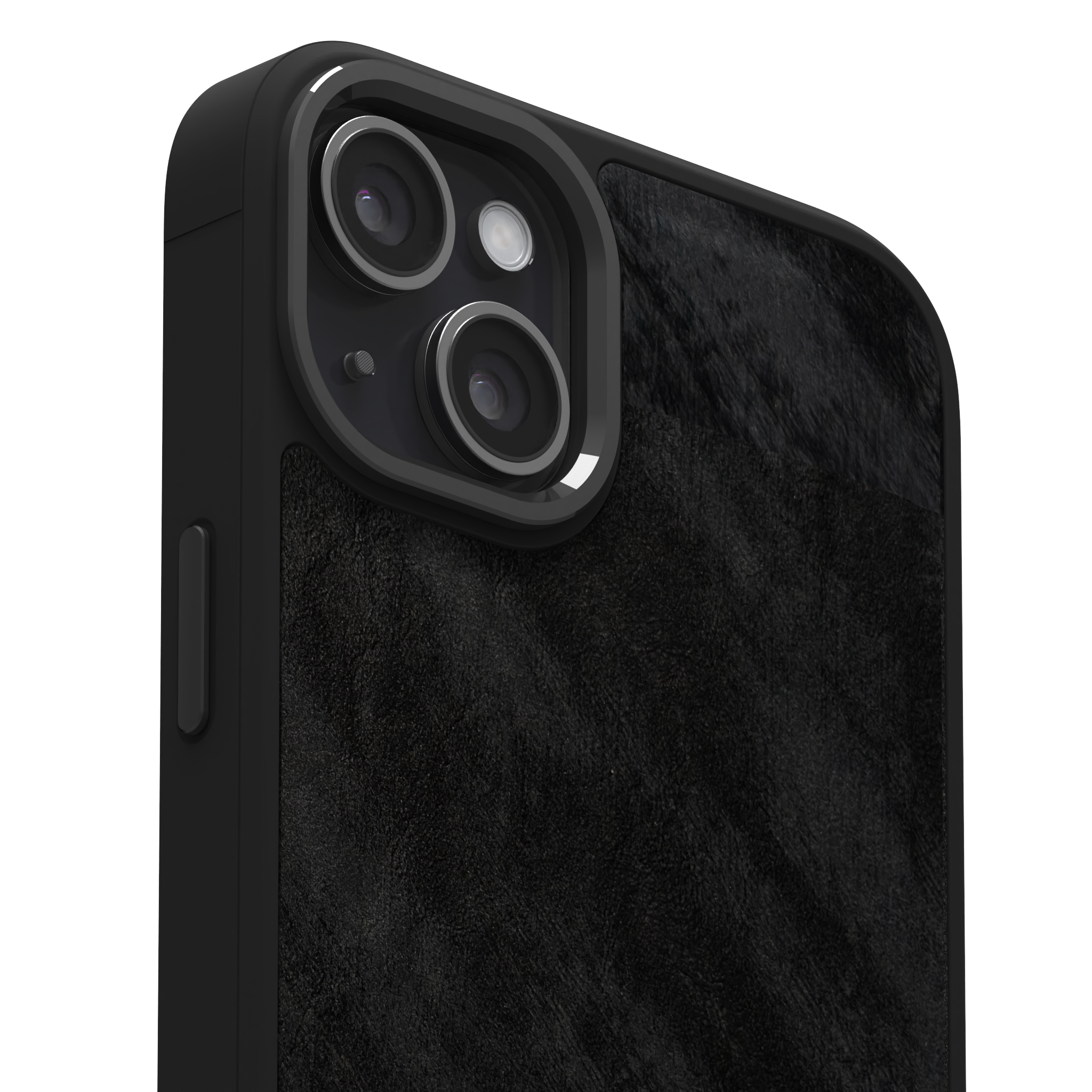 Black Frost Leather Case Cover for iPhone 15 Plus