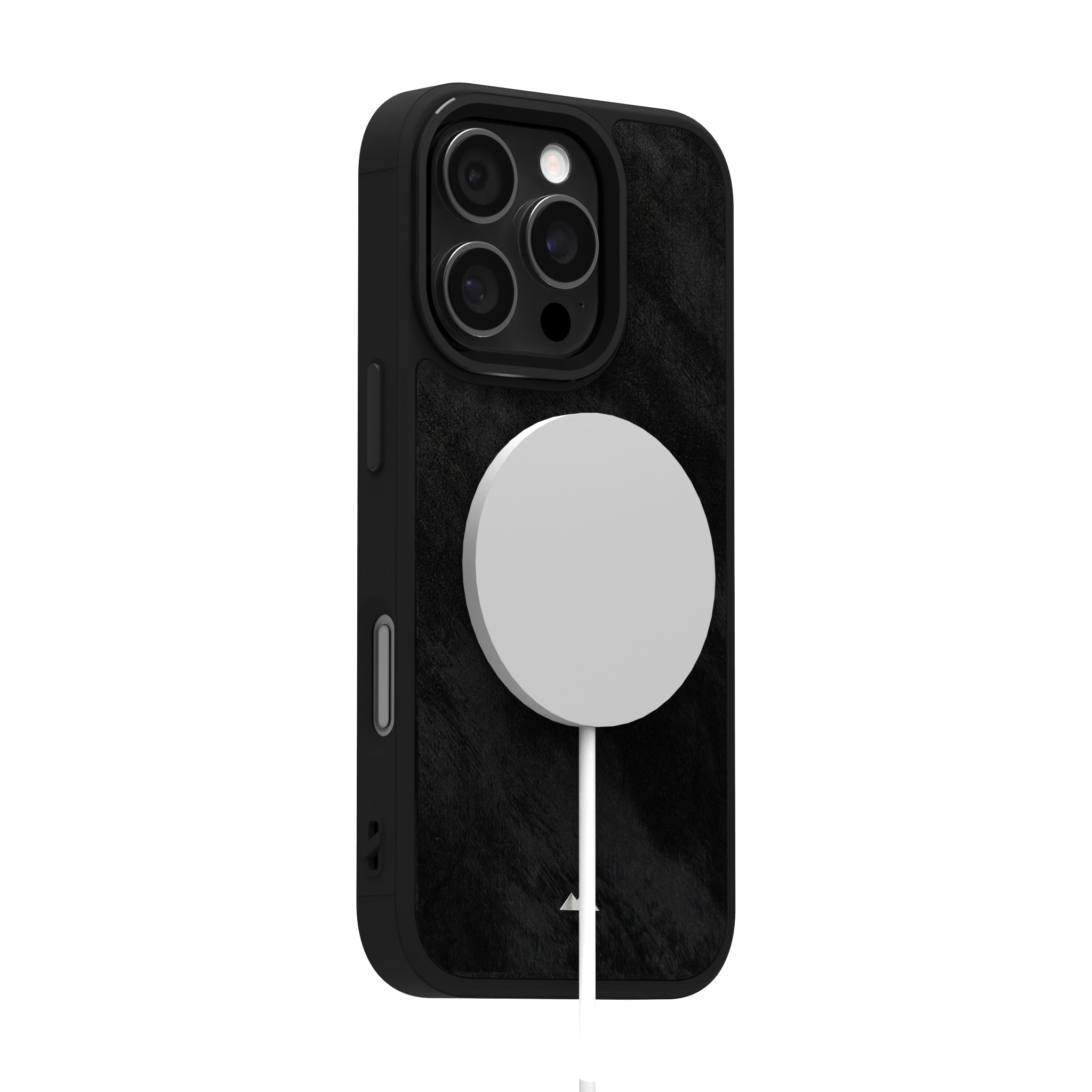 Black Frost Leather Case Cover for iPhone 16 Pro