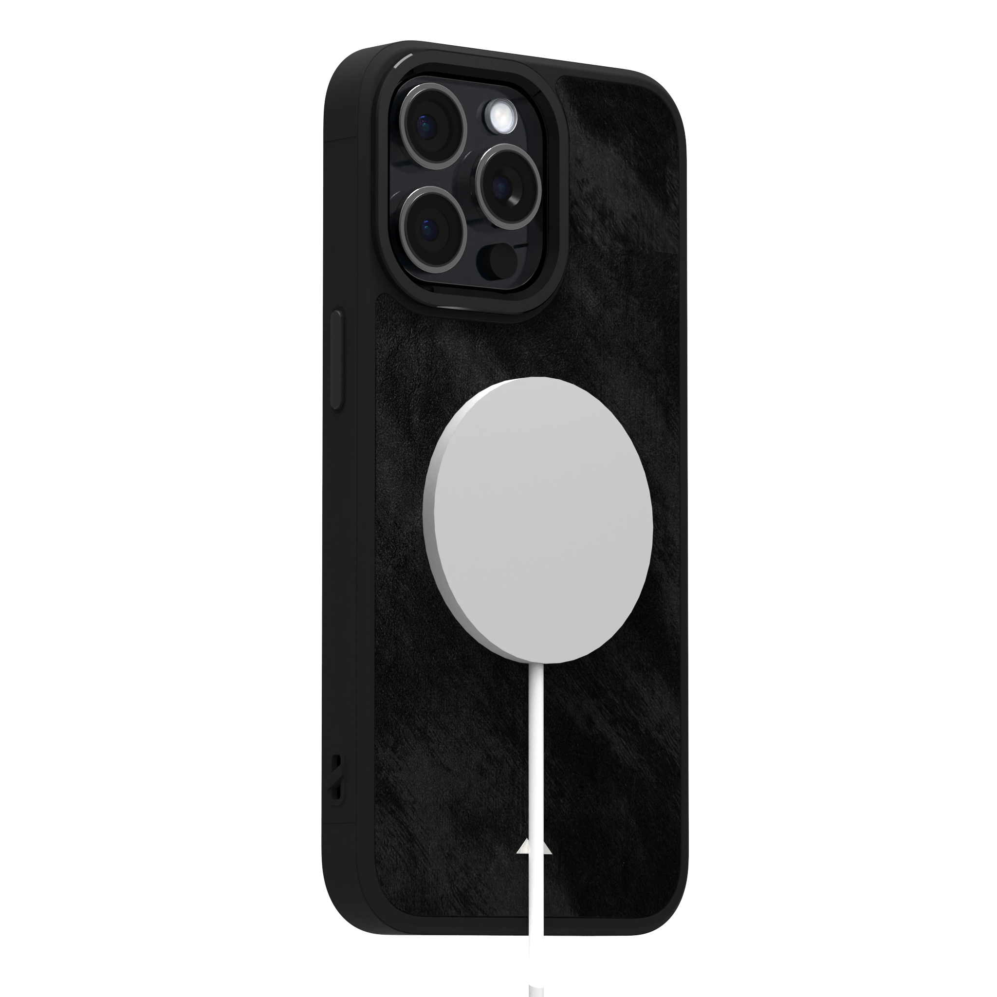 Black Frost Leather Case Cover for iPhone 15 Pro Max