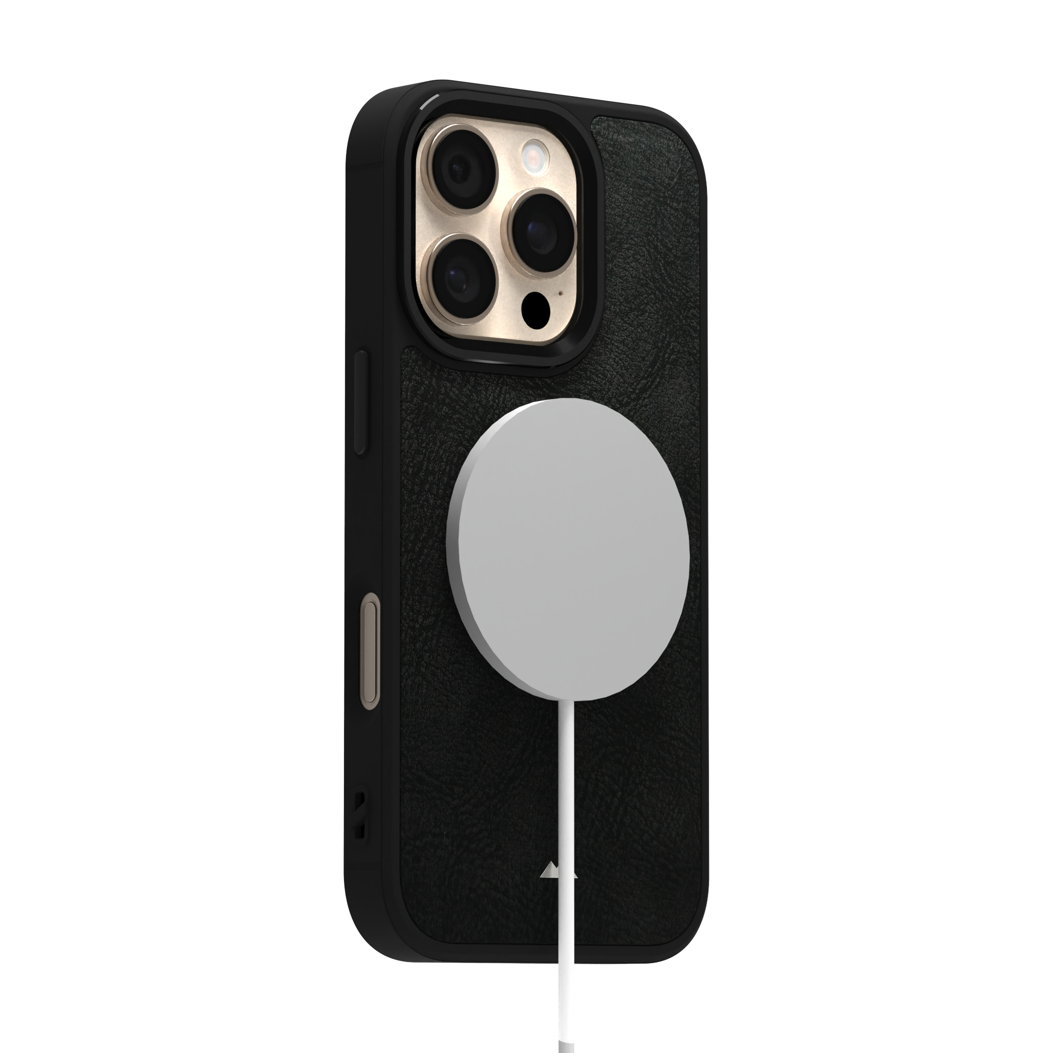 Shadowed Black Leather Case Cover for iPhone 16 Pro