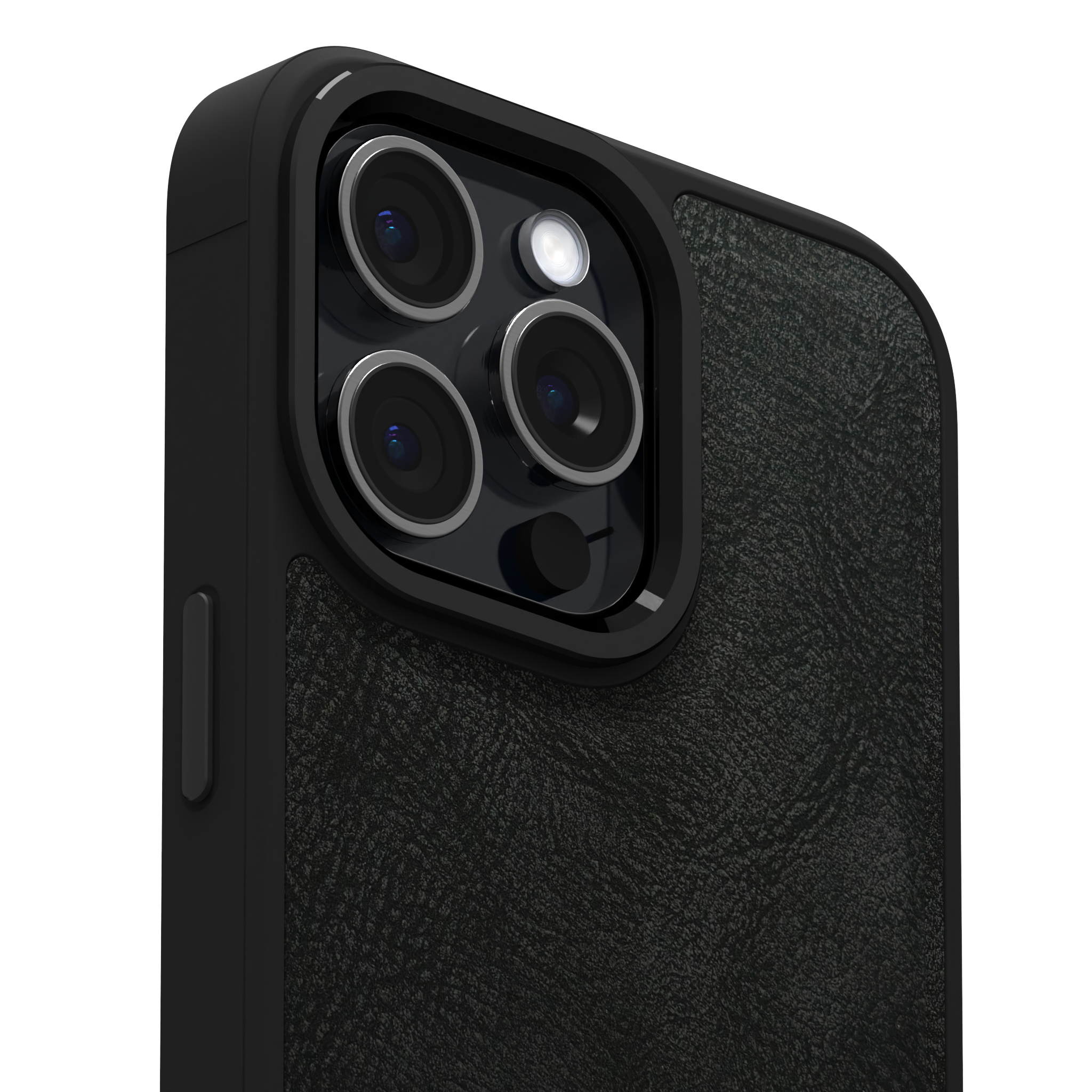 Shadowed Black Leather Case Cover for iPhone 15 Pro Max