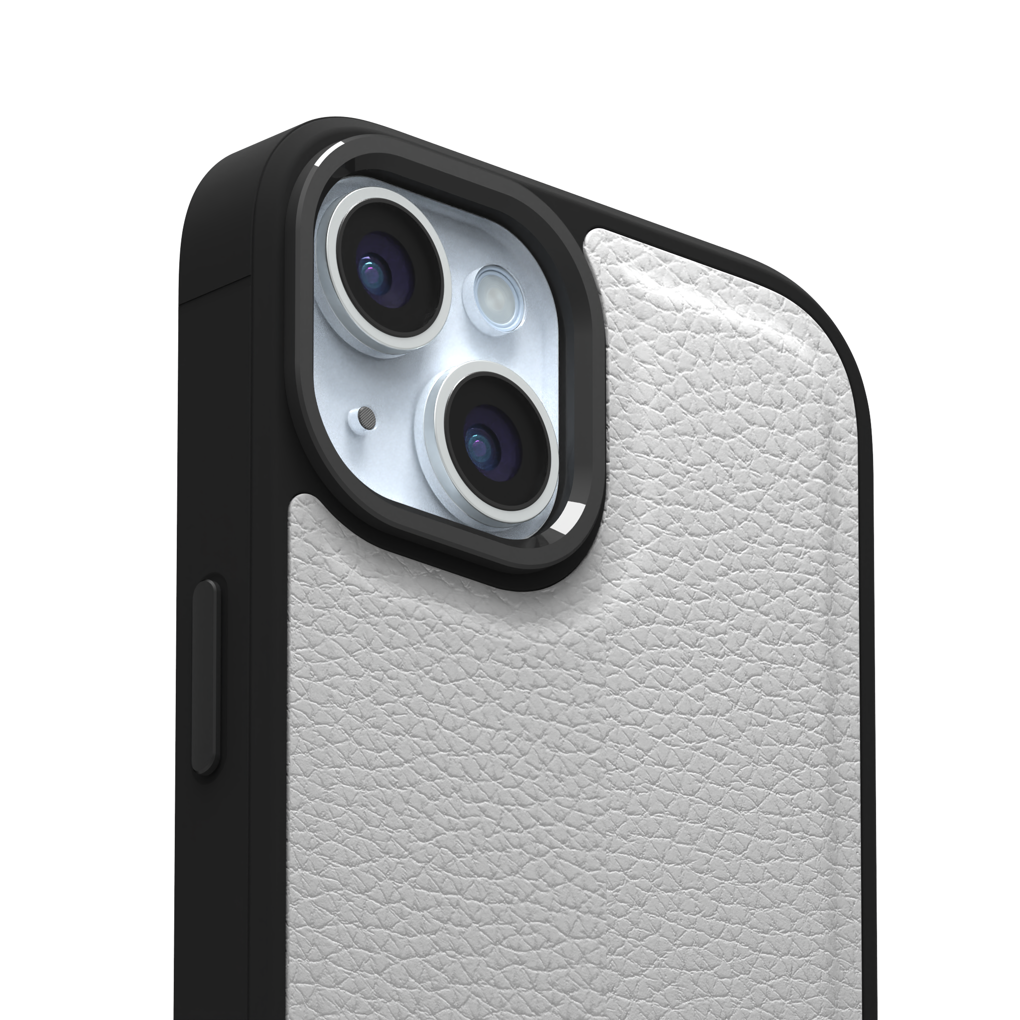 Snow Grain Leather Case Cover for iPhone 15