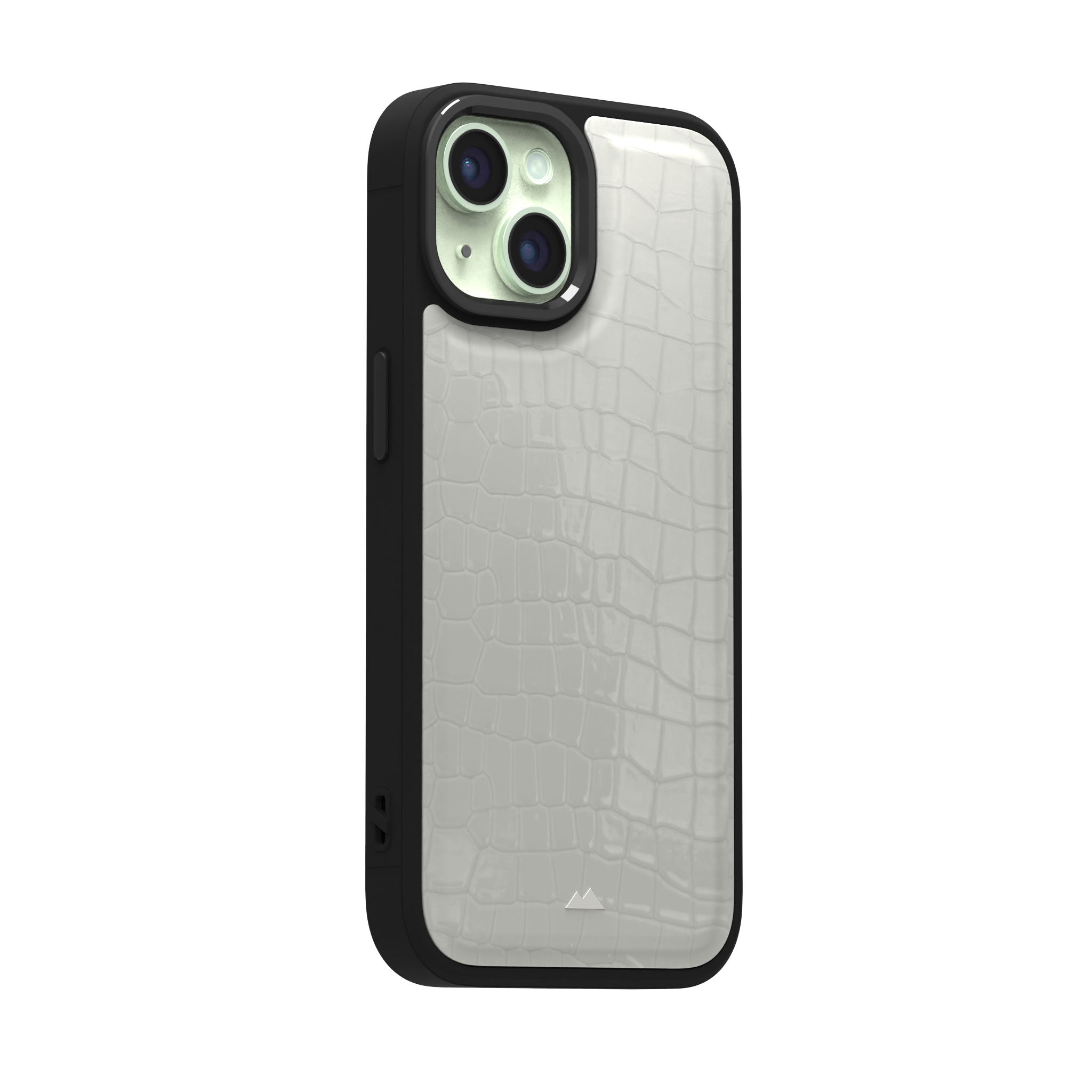 Patent White Python Leather Case Cover for iPhone 15