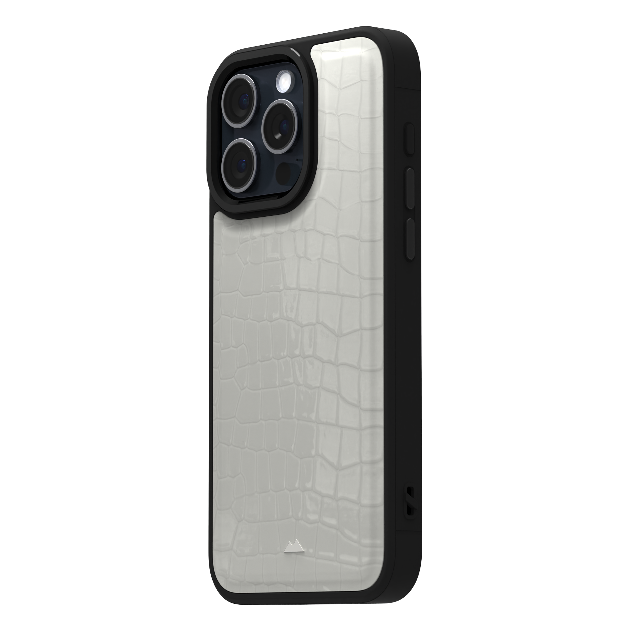 Patent White Python Leather Case Cover for iPhone 15 Pro Max