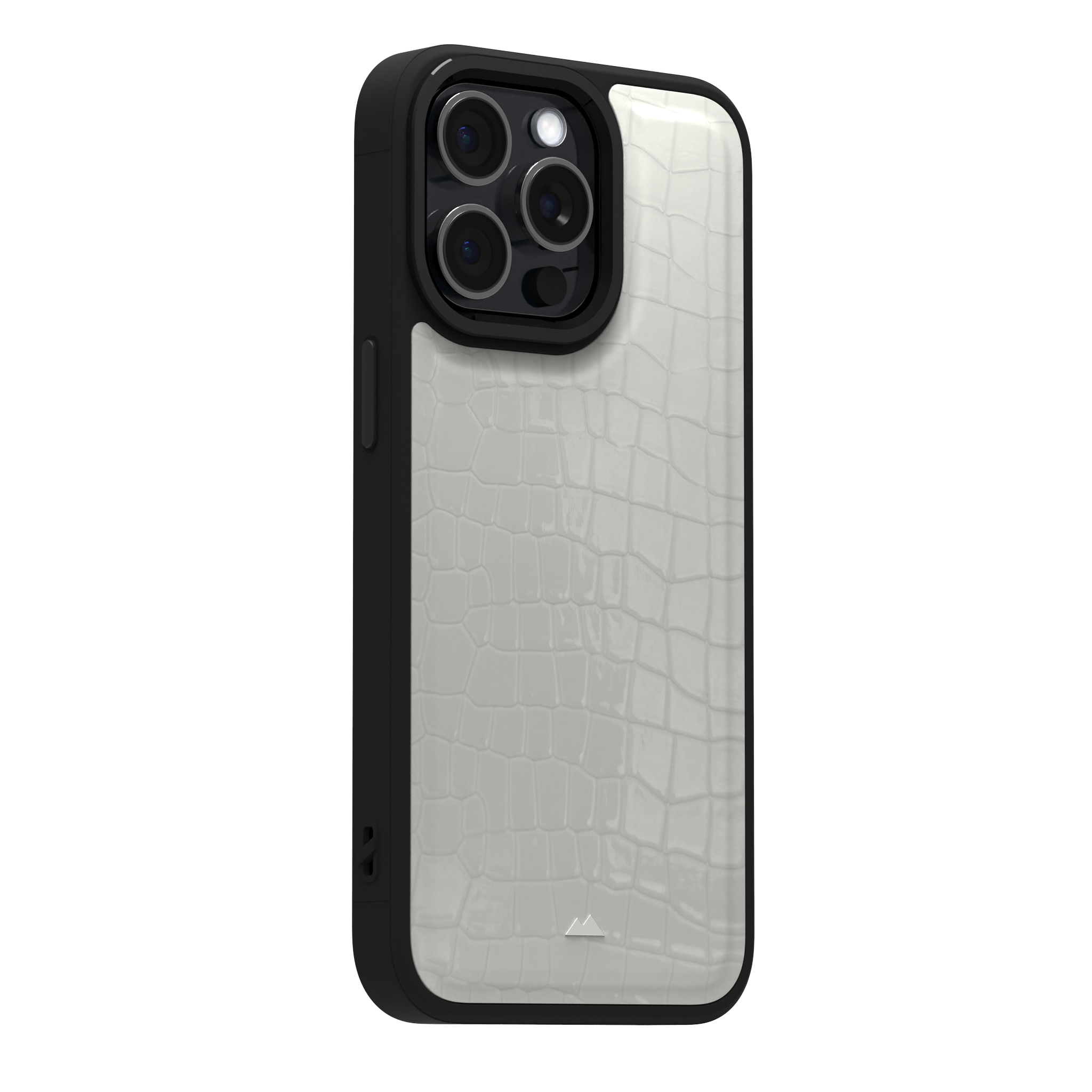 Patent White Python Leather Case Cover for iPhone 15 Pro Max