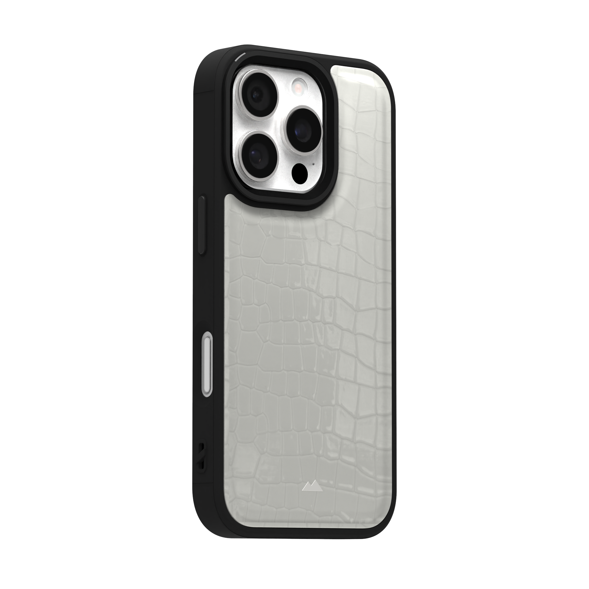 Patent White Python Leather Case Cover for iPhone 16 Pro