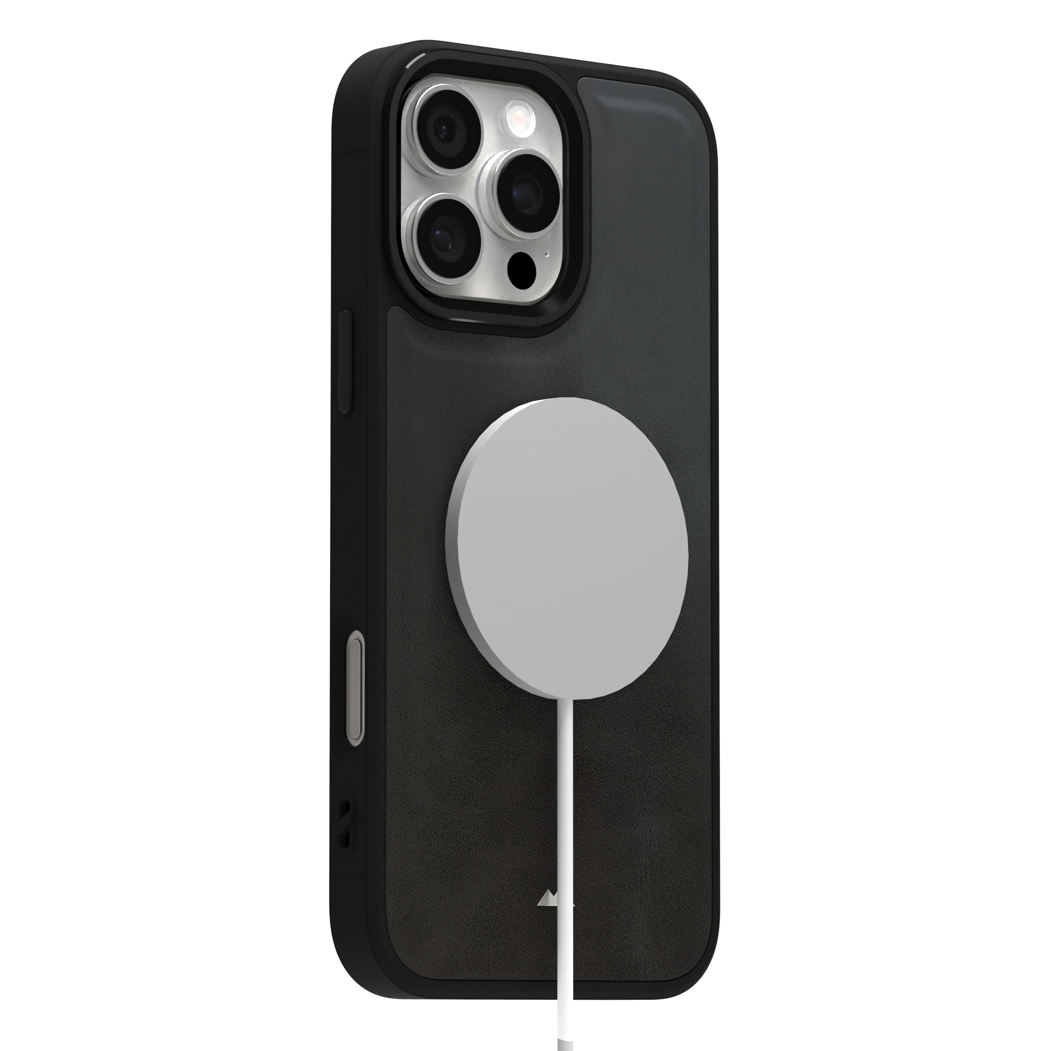 Smudged Grey Leather Case Cover for iPhone 16 Pro Max