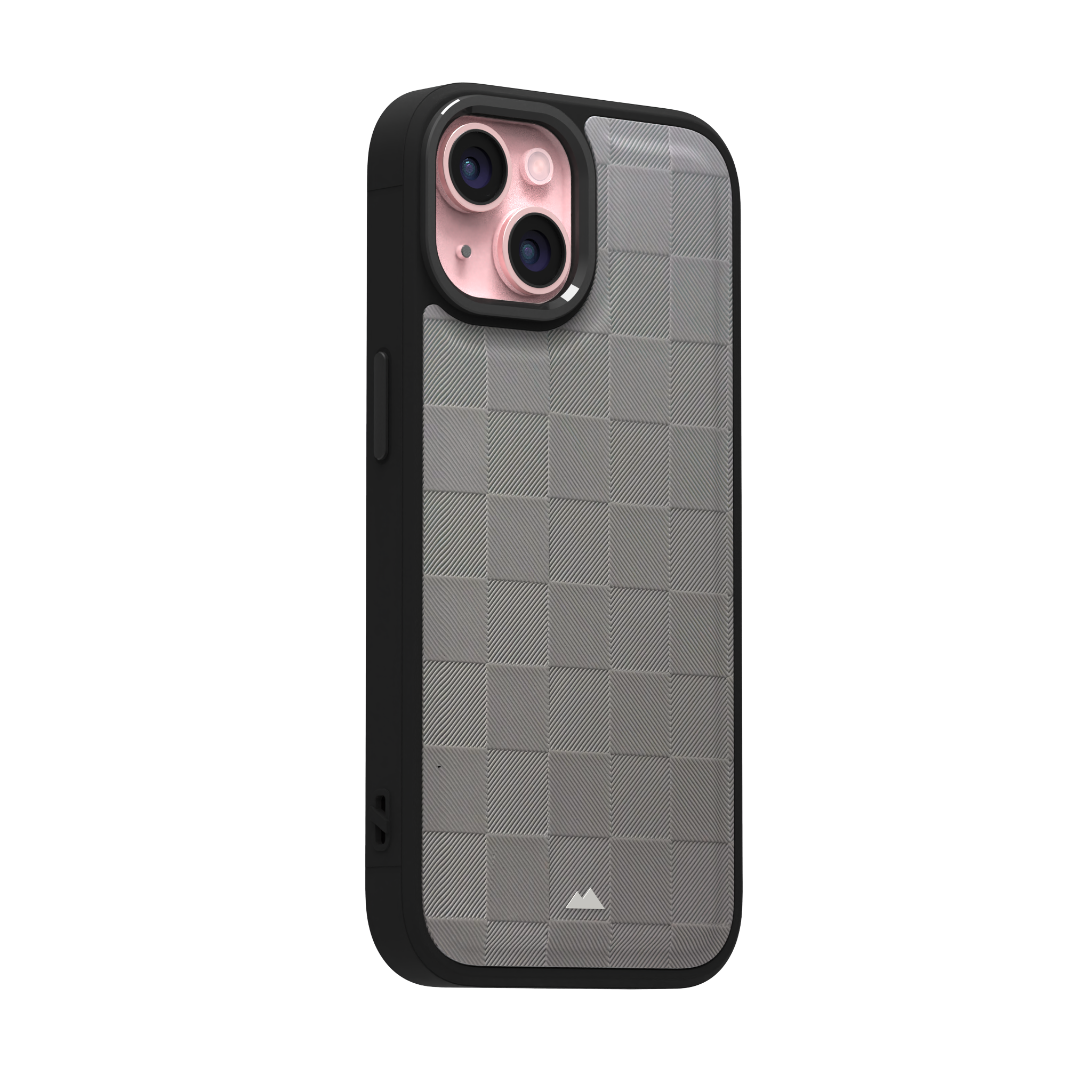 Ash Checkered Leather Case Cover for iPhone 15