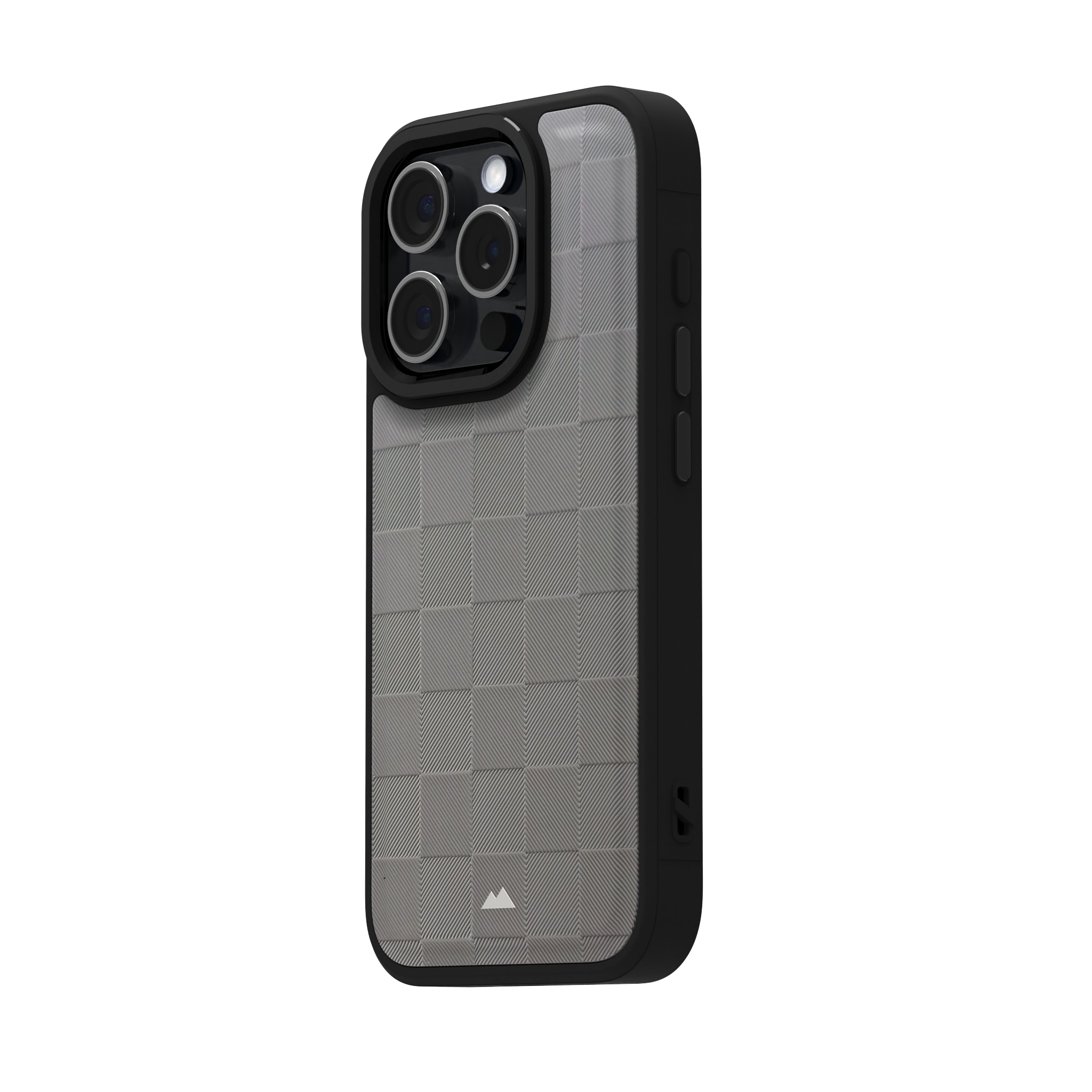 Ash Checkered Leather Case Cover for iPhone 15 Pro