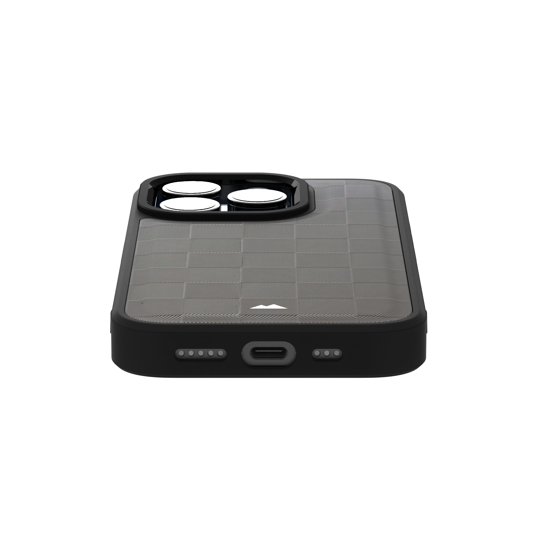 Ash Checkered Leather Case Cover for iPhone 15 Pro