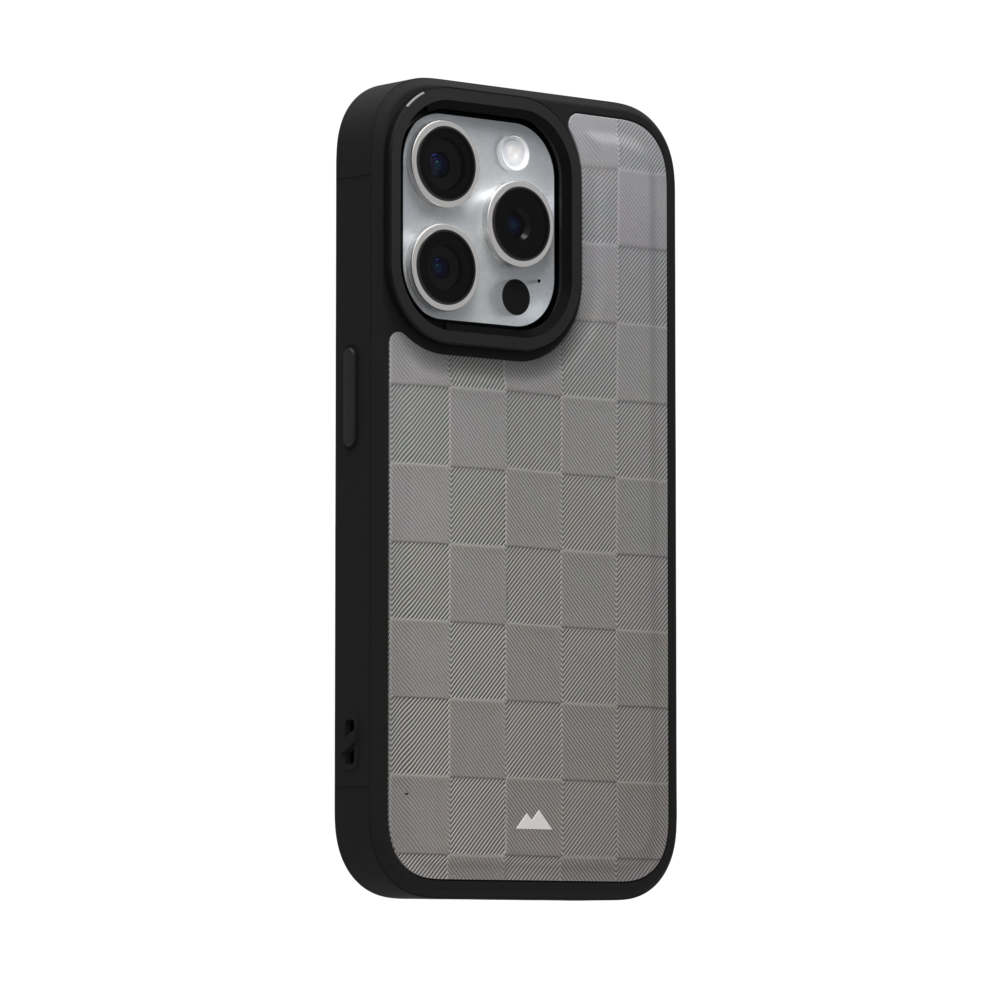 Ash Checkered Leather Case Cover for iPhone 15 Pro