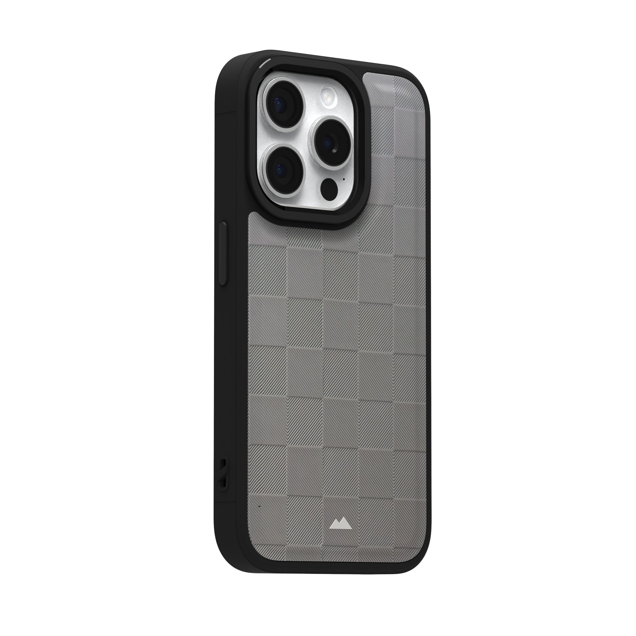 Ash Checkered Leather Case Cover for iPhone 15 Pro