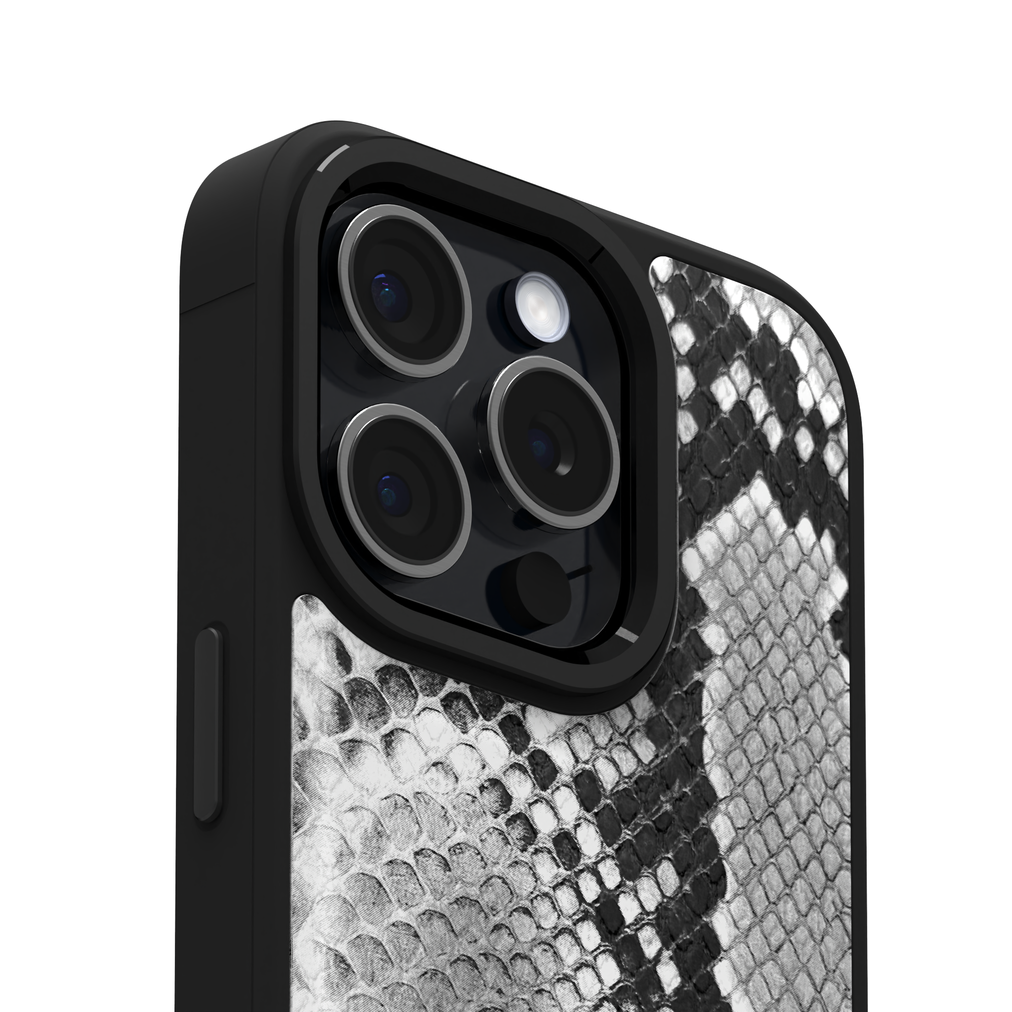 White Reptile Leather Case Cover for iPhone 15 Pro