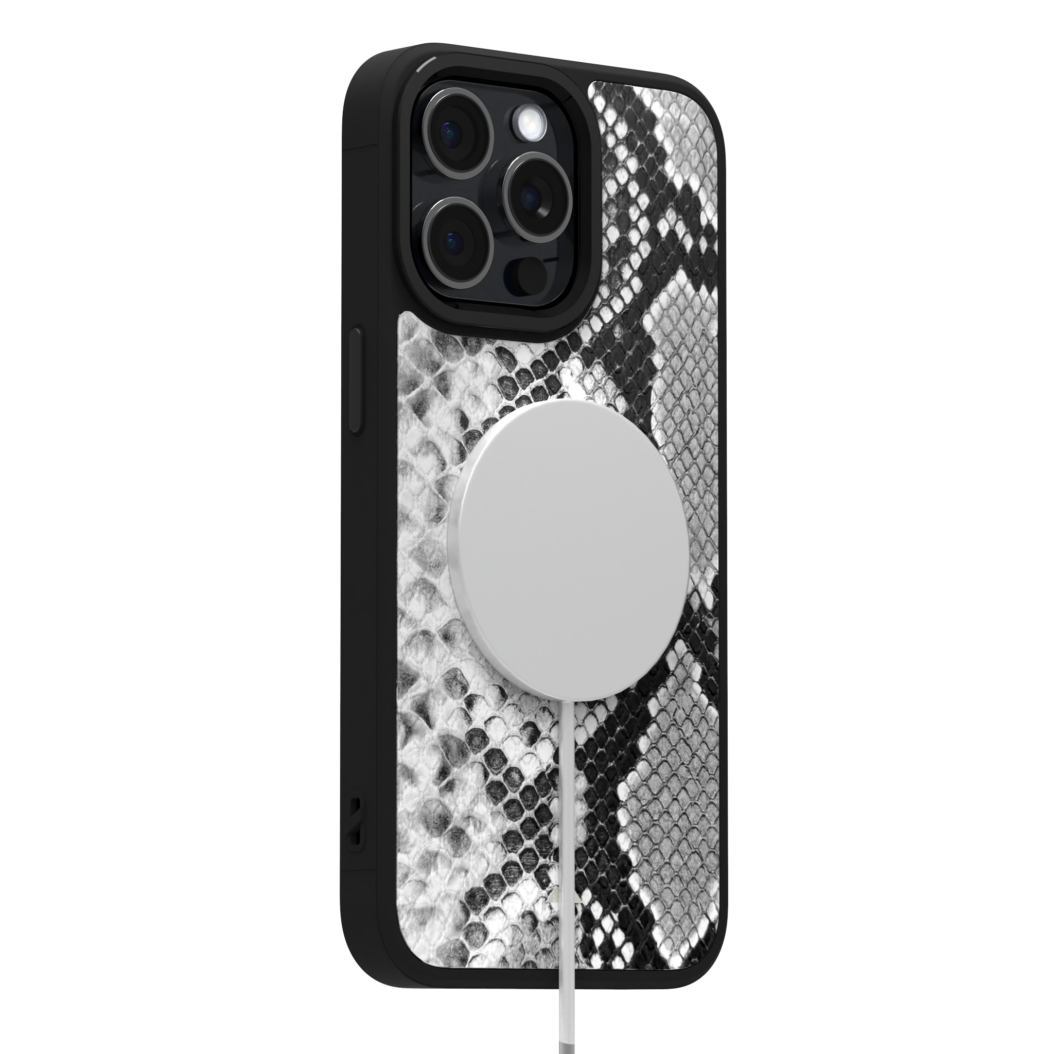 White Reptile Leather Case Cover for iPhone 15 Pro Max