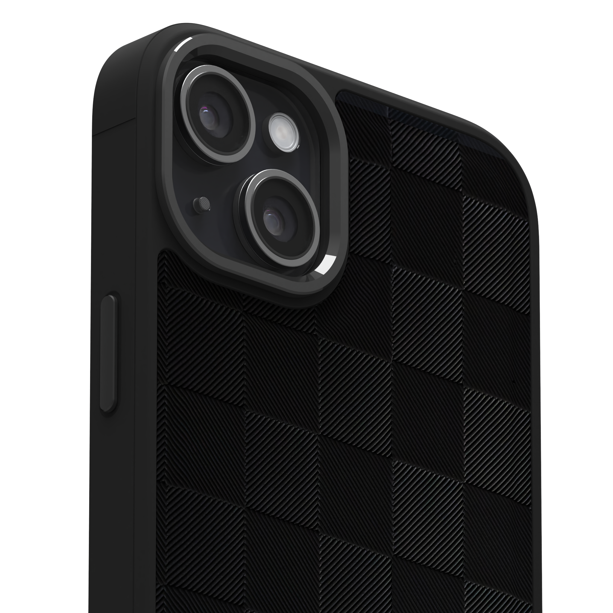 Black Checkered Leather Case for iPhone 15 Plus