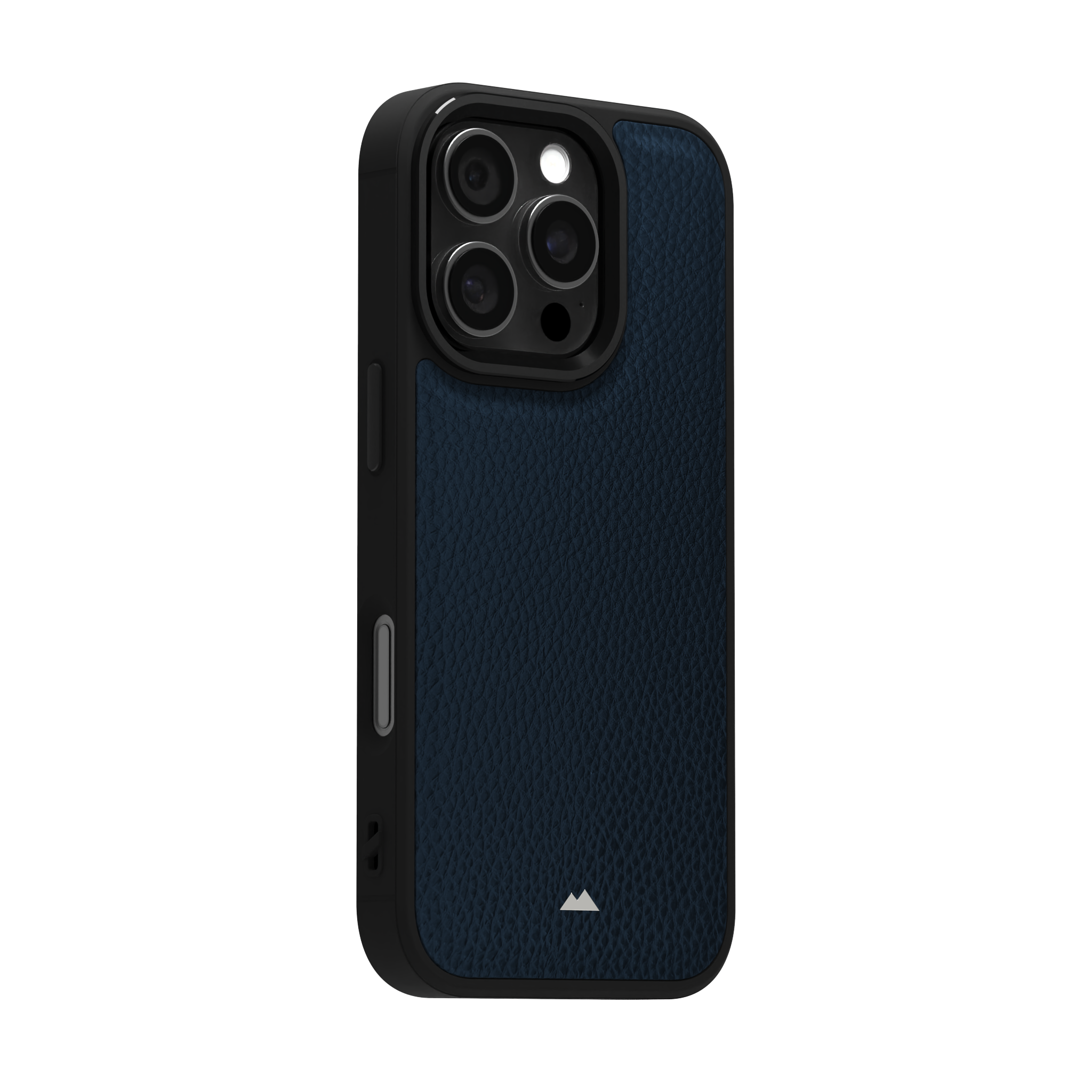 Blue Full Grain Leather Case Cover for iPhone 16 Pro