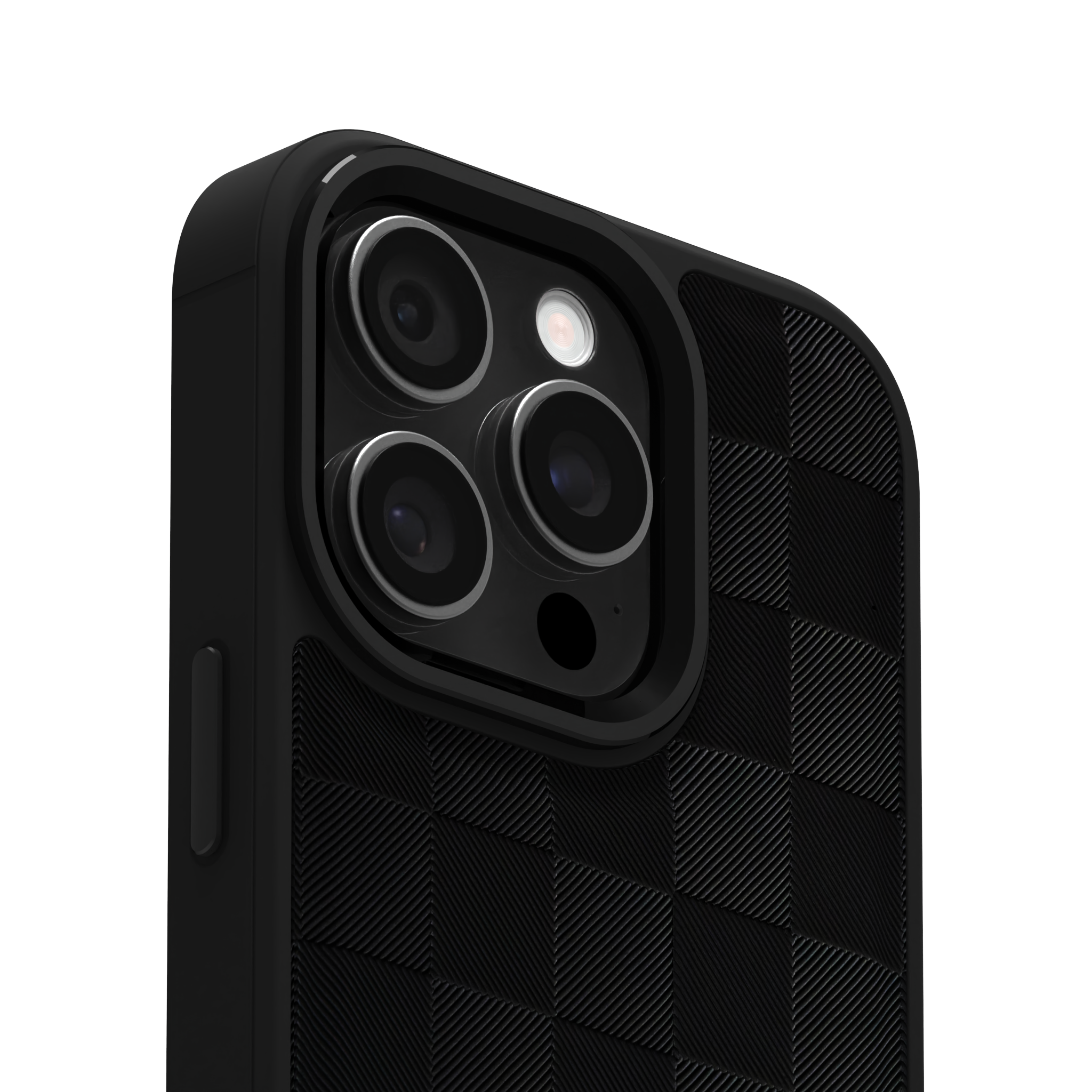 Black Checkered Leather Case for iPhone 16 Pro