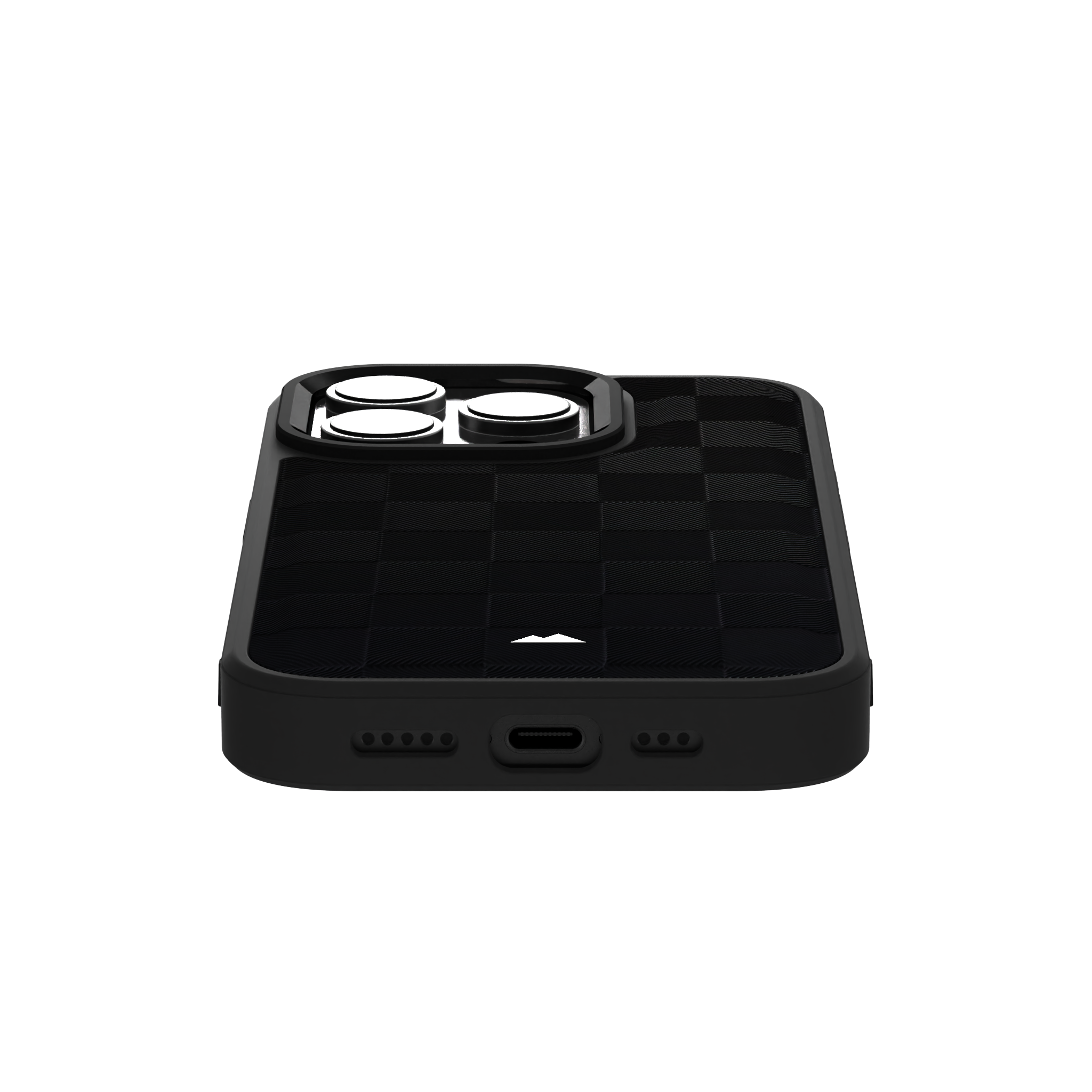 Black Checkered Leather Case for iPhone 16 Pro