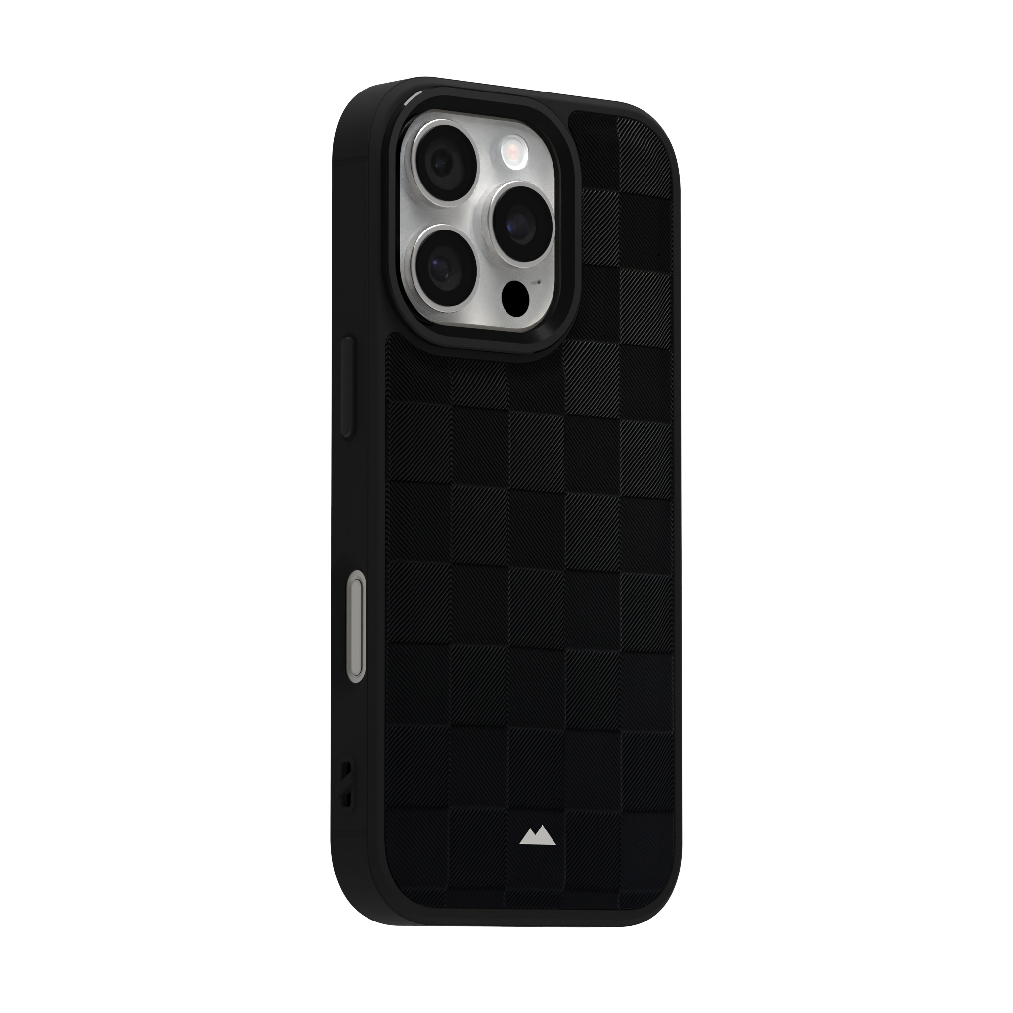 Black Checkered Leather Case for iPhone 16 Pro
