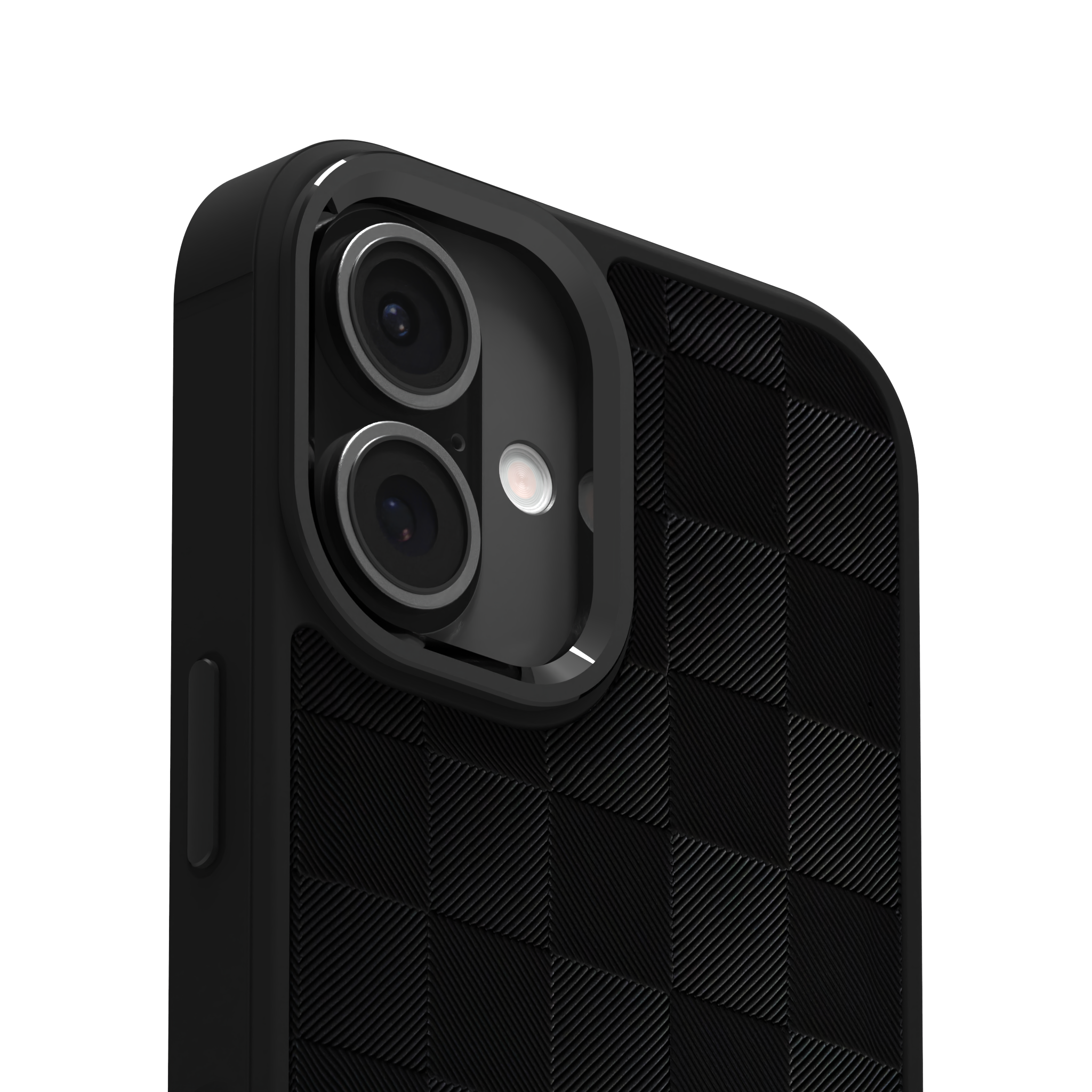 Black Checkered Leather Case for iPhone 16