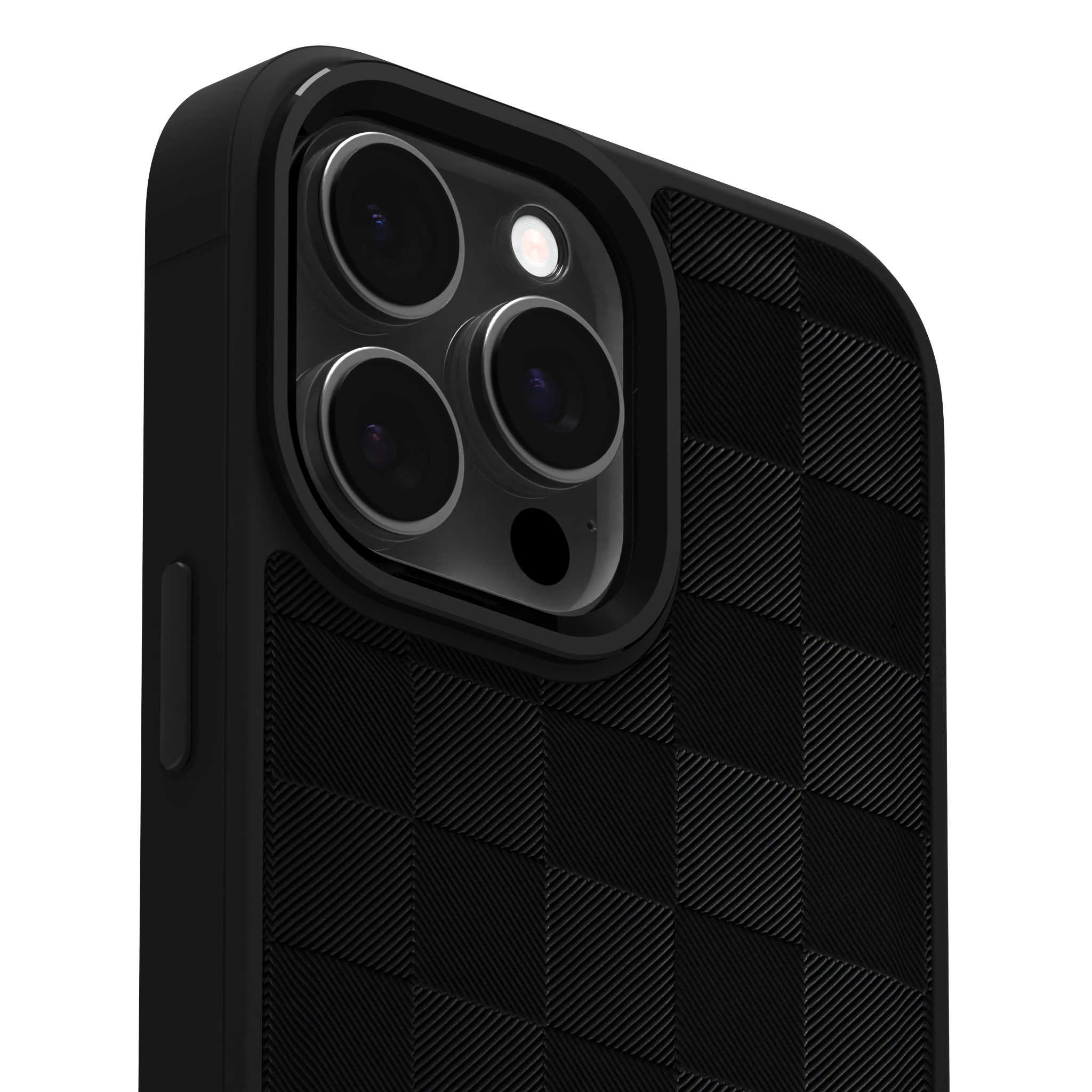 Black Checkered Leather Case for iPhone 16 Pro Max
