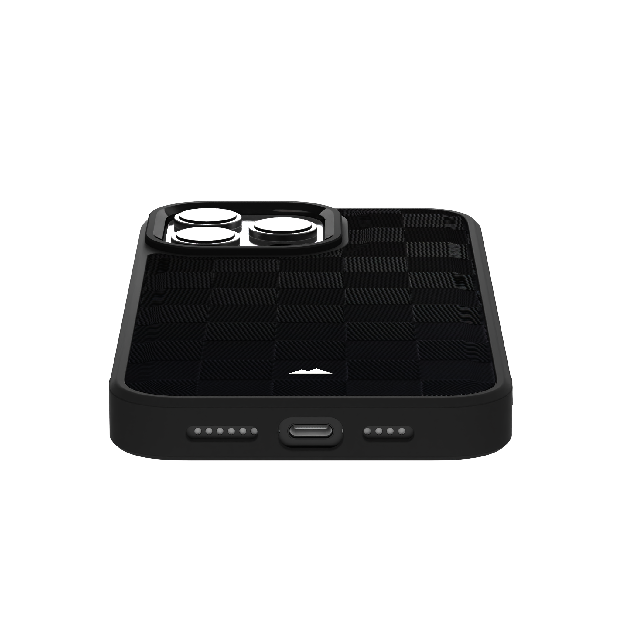 Black Checkered Leather Case for iPhone 16 Pro Max