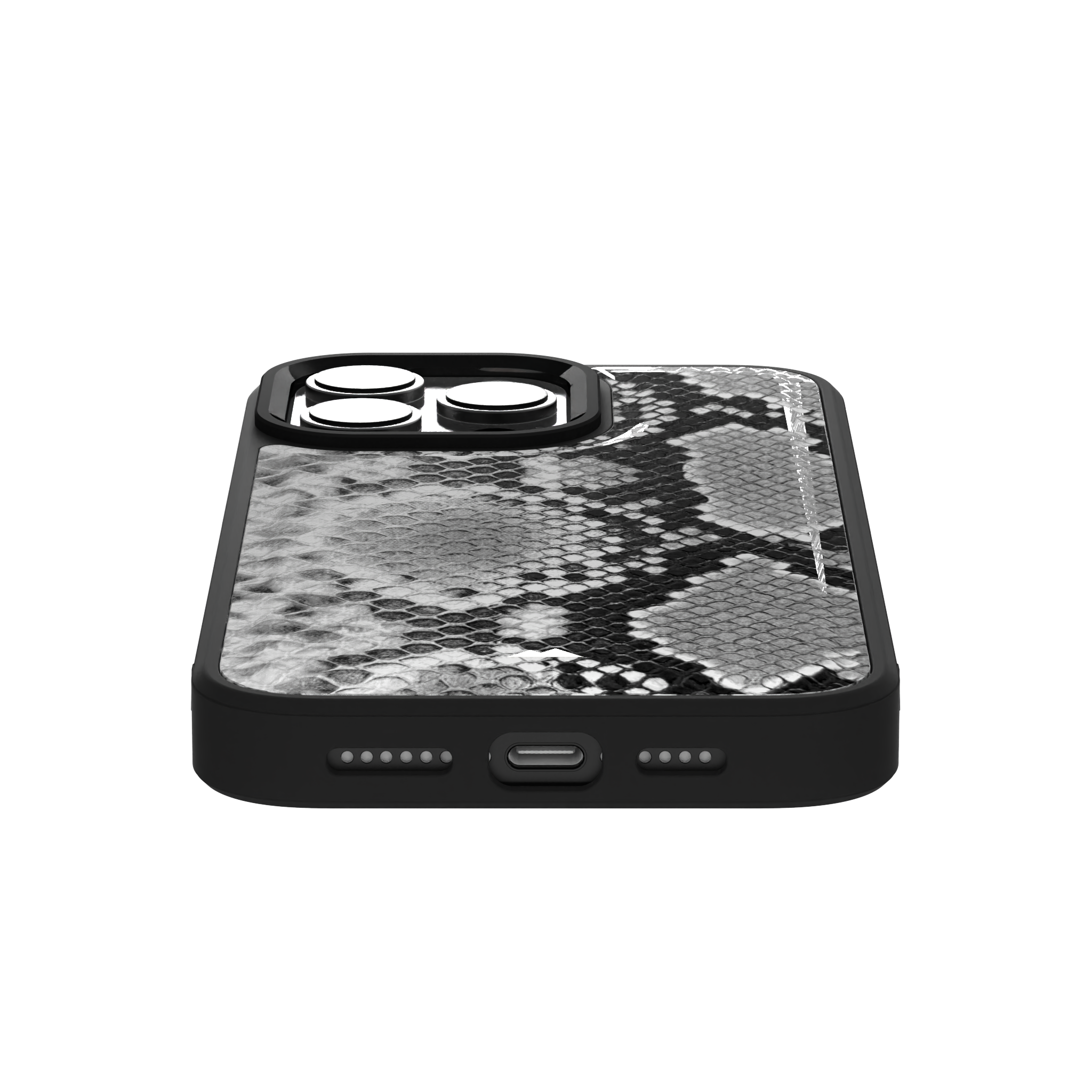 White Reptile Leather Case Cover for iPhone 16 Pro Max