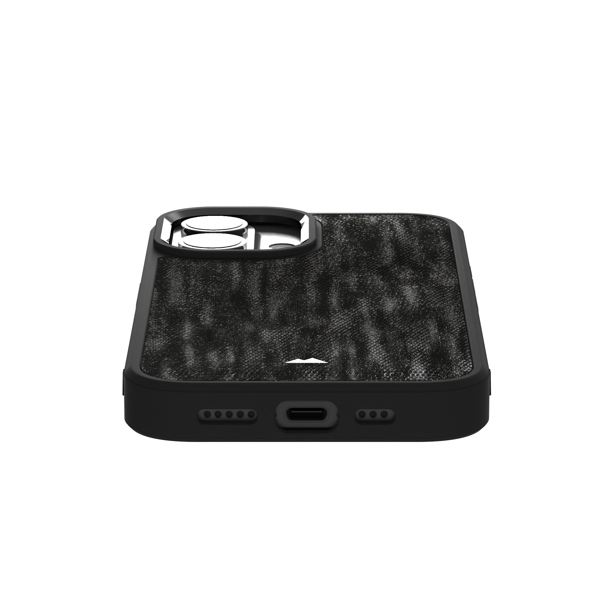 Silver Streaked Black Leather Case Cover for iPhone 16