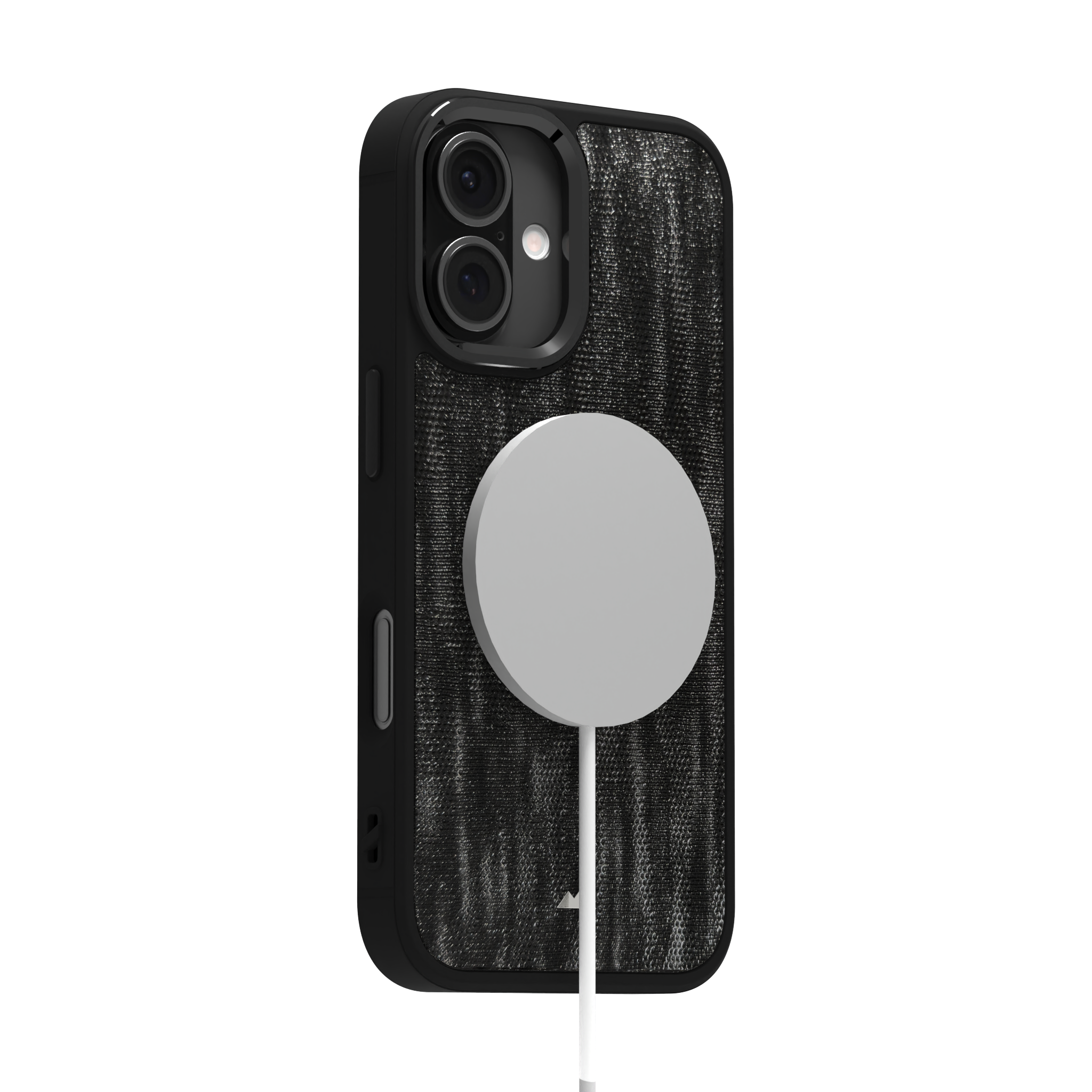 Silver Streaked Black Leather Case Cover for iPhone 16