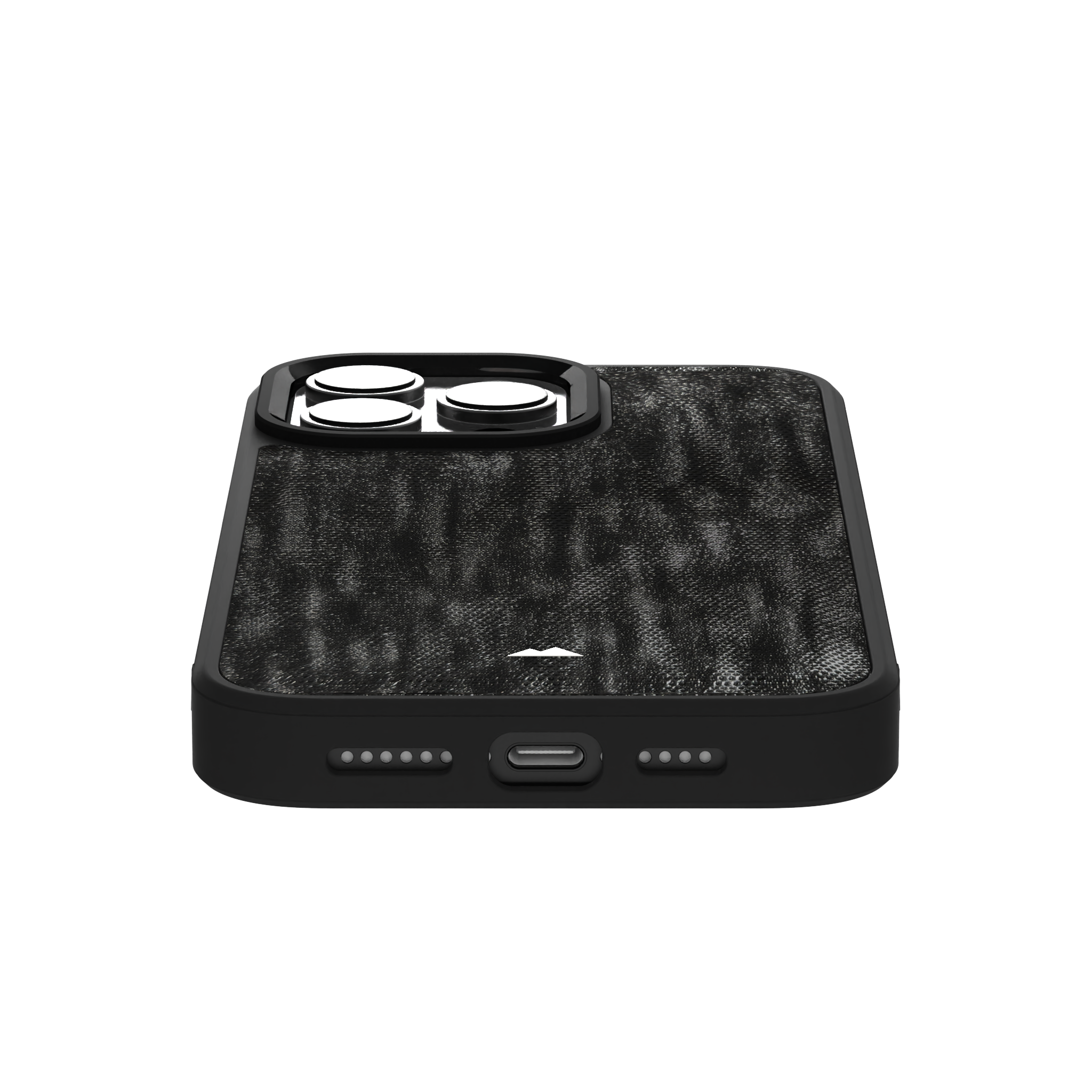 Silver Streaked Black Leather Case Cover for iPhone 16 Pro Max