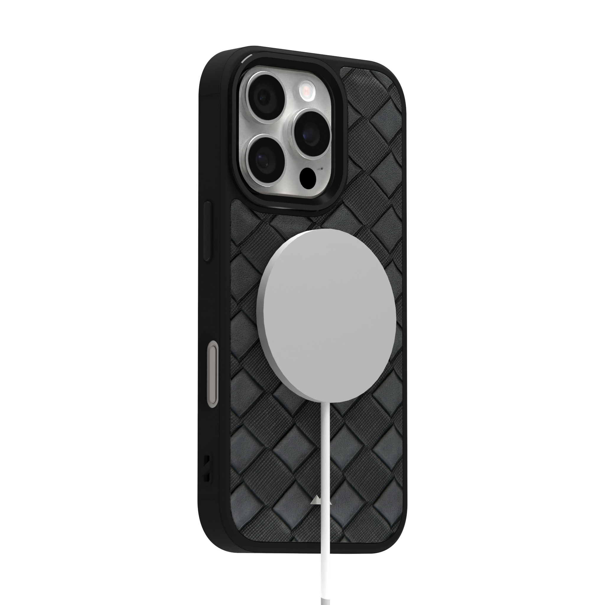 Smoked Cross Leather Case Cover for iPhone 16 Pro