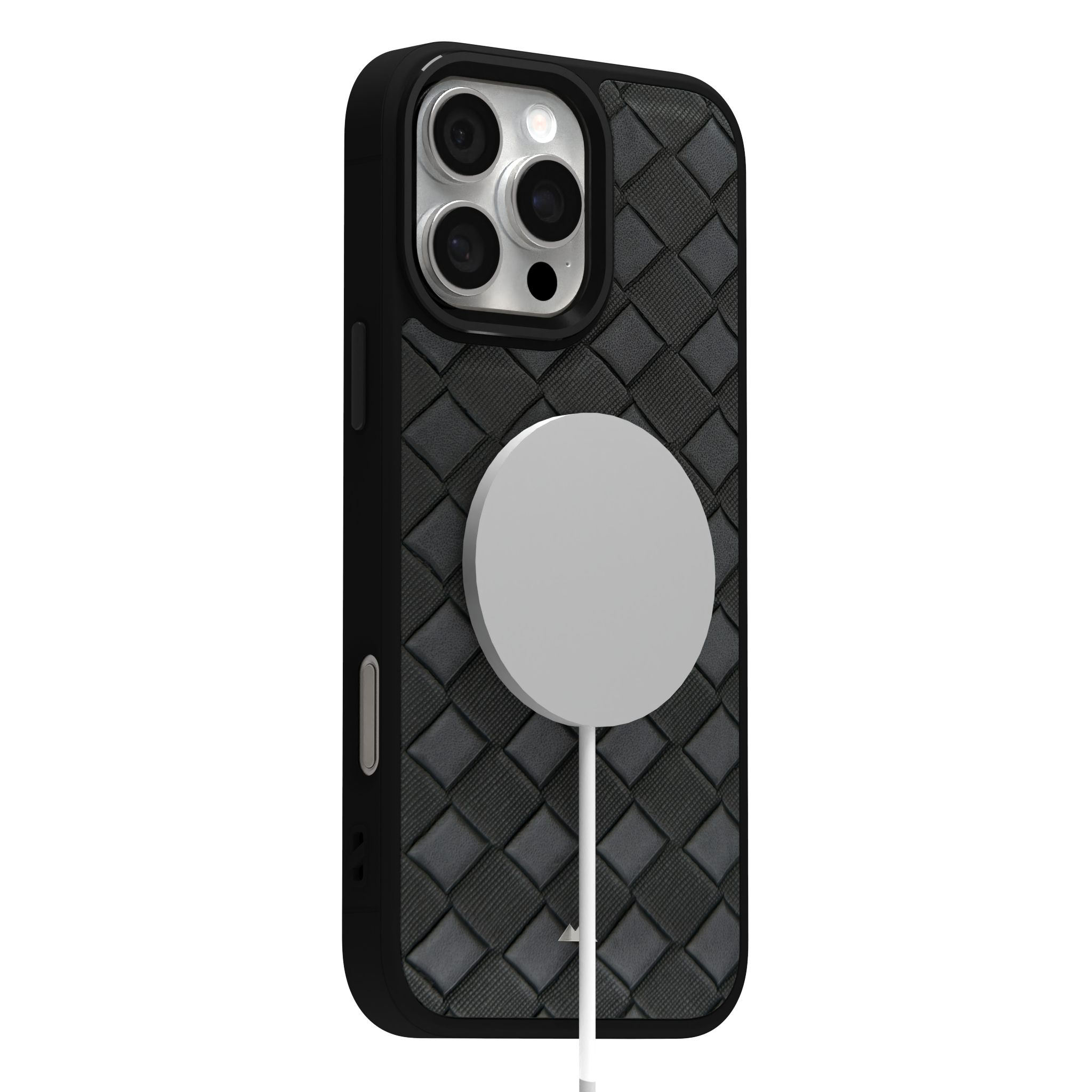 Smoked Cross Leather Case Cover for iPhone 16 Pro Max