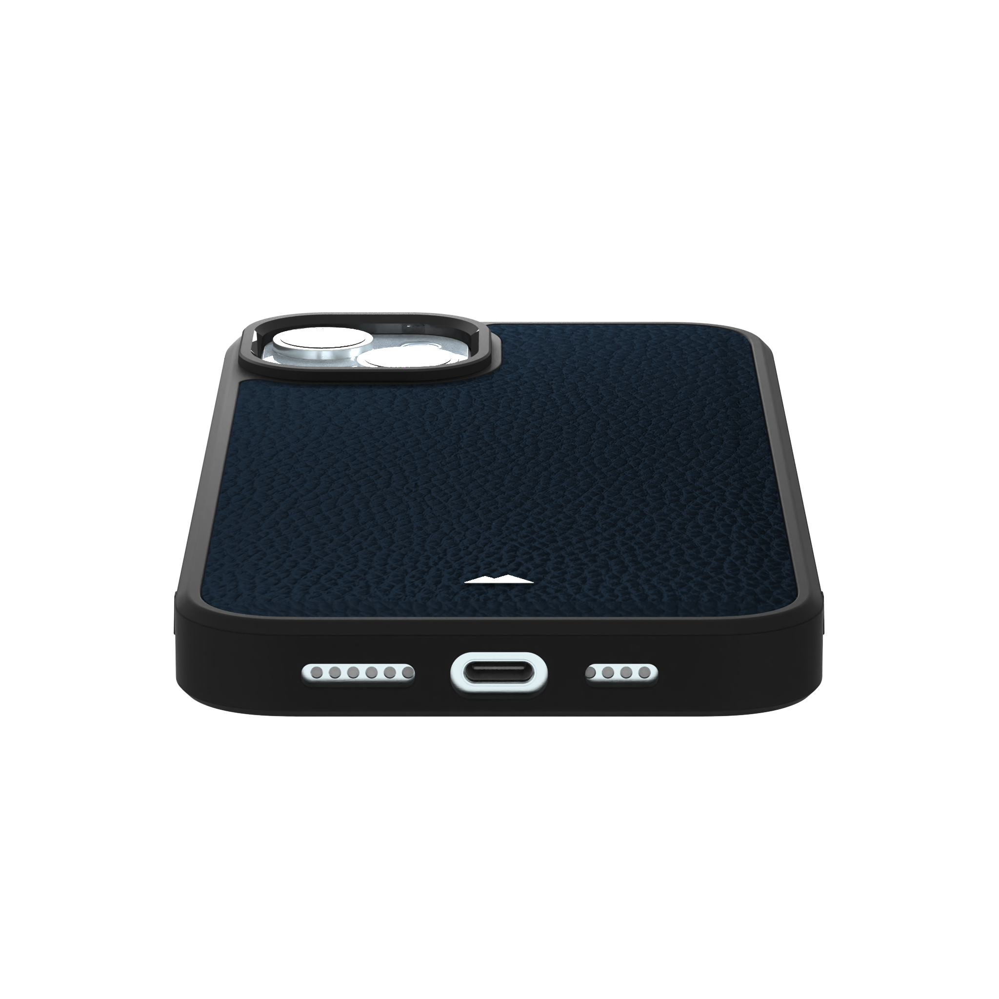 Blue Full Grain Leather Case Cover for iPhone 15 Plus