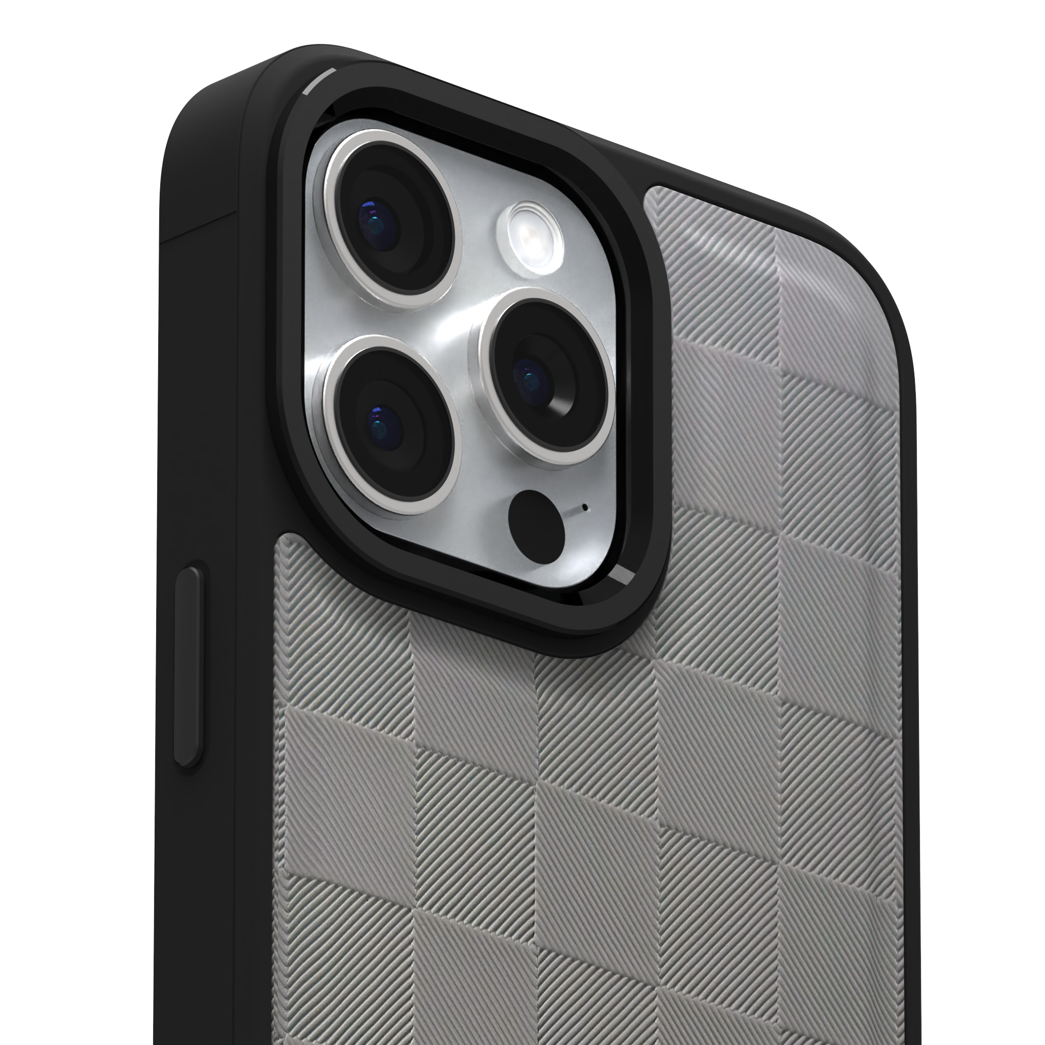 Ash Checkered Leather Case Cover for iPhone 15 Pro Max