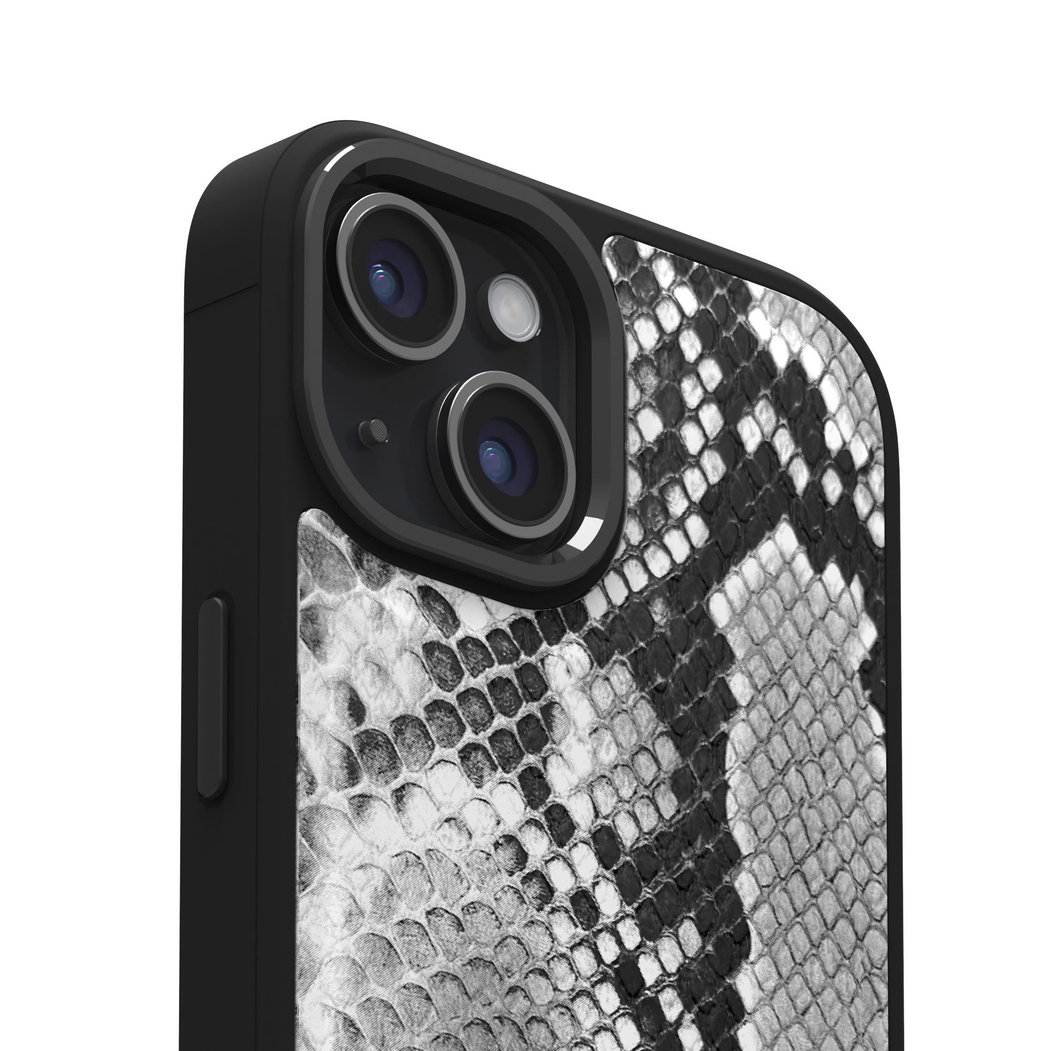 White Reptile Leather Case Cover for iPhone 15