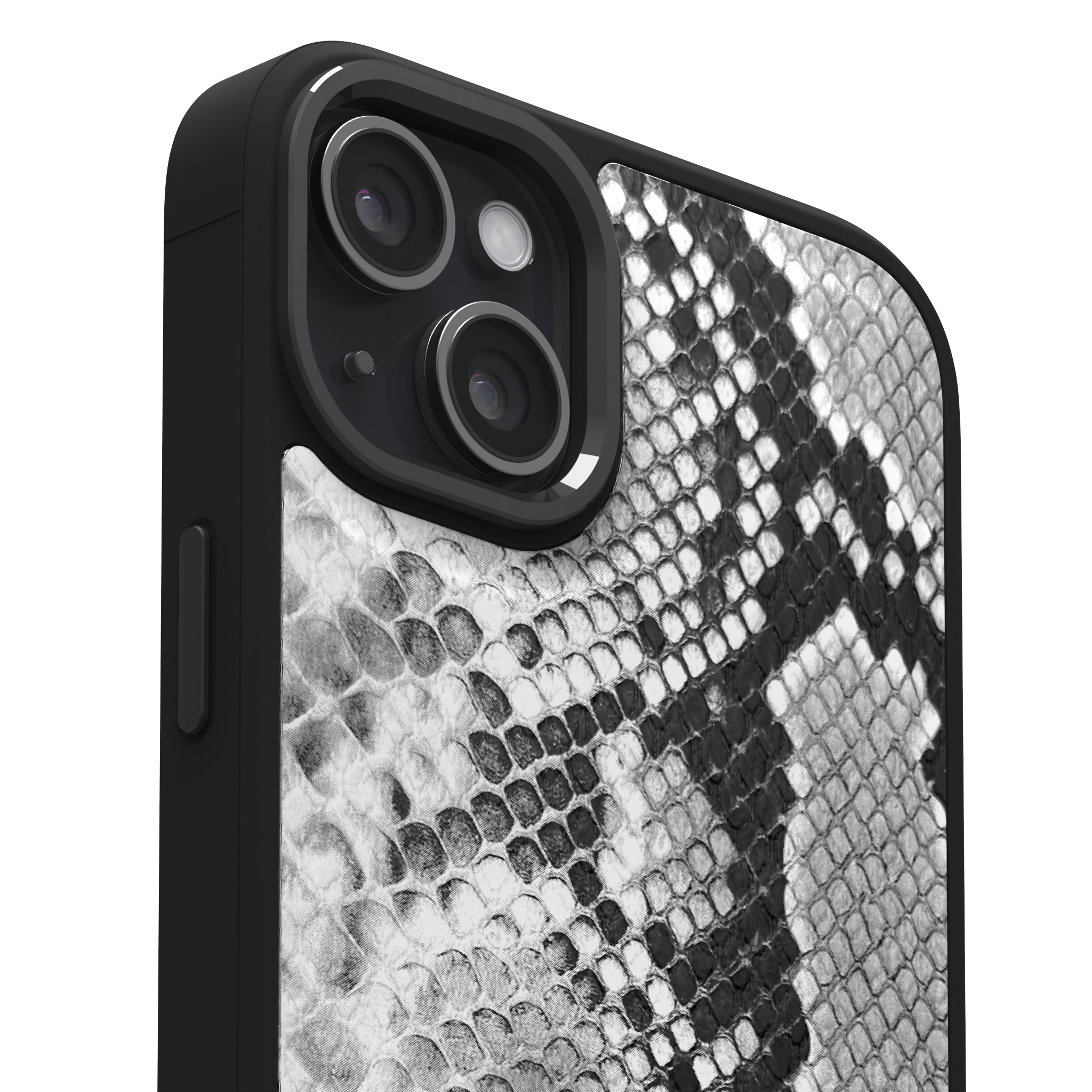 White Reptile Leather Case Cover for iPhone 15 Plus