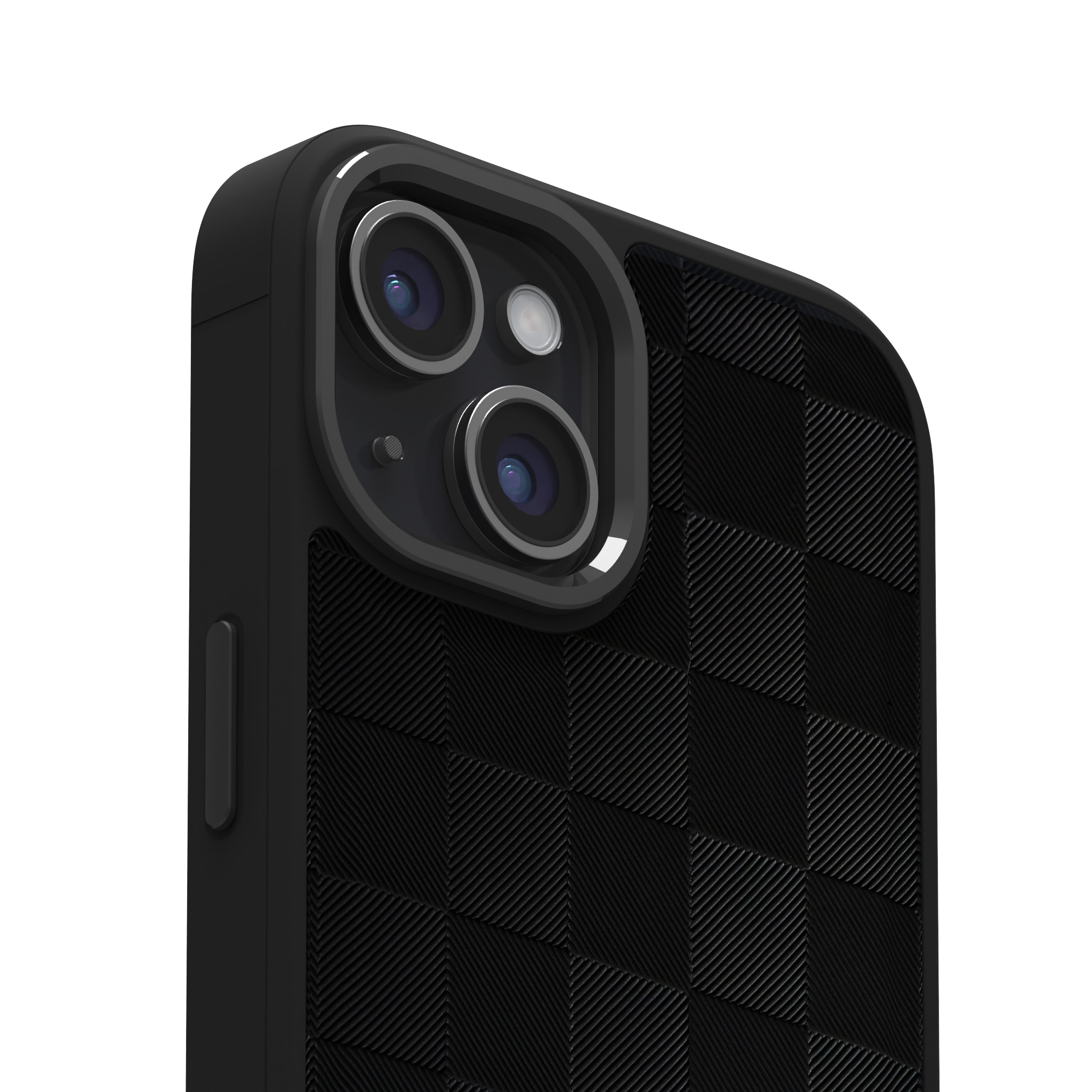 Black Checkered Leather Case for iPhone 15