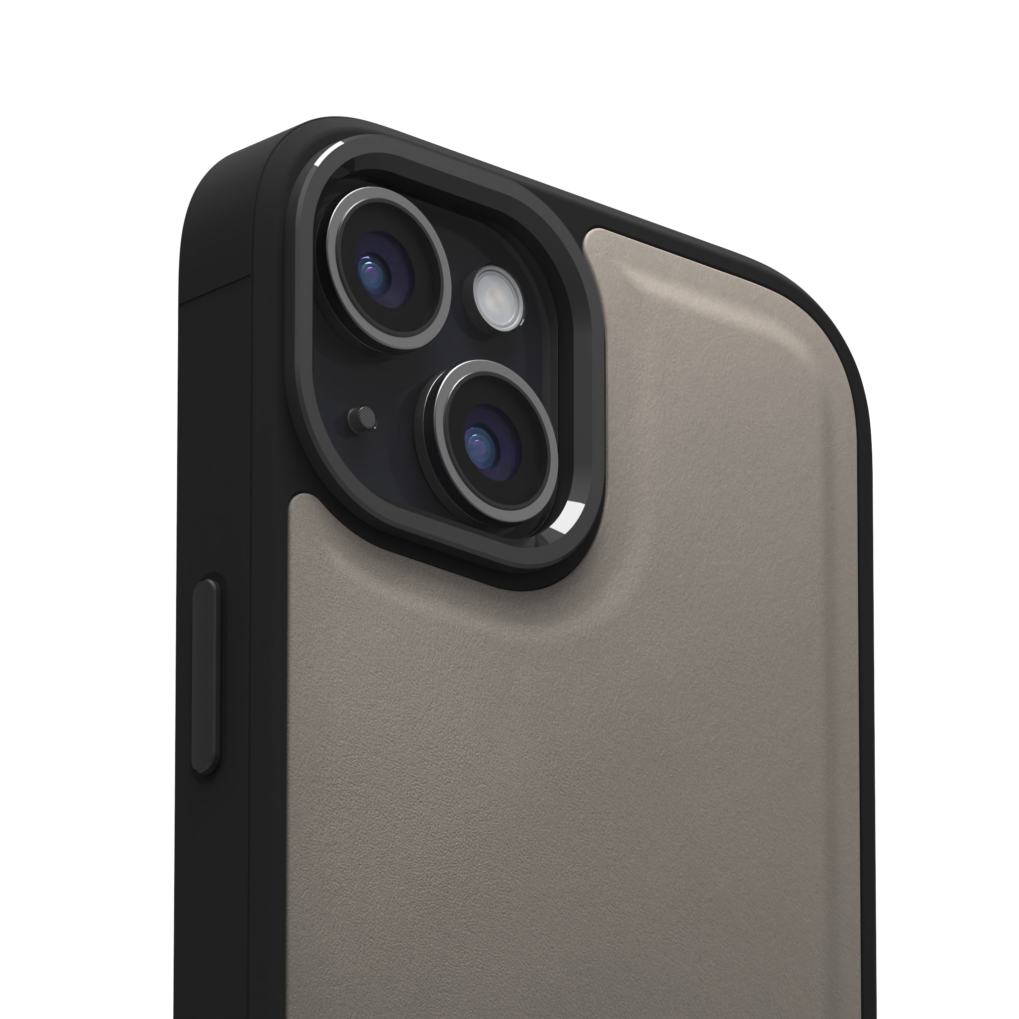 Grey Top Grain Leather Case Cover for iPhone 15