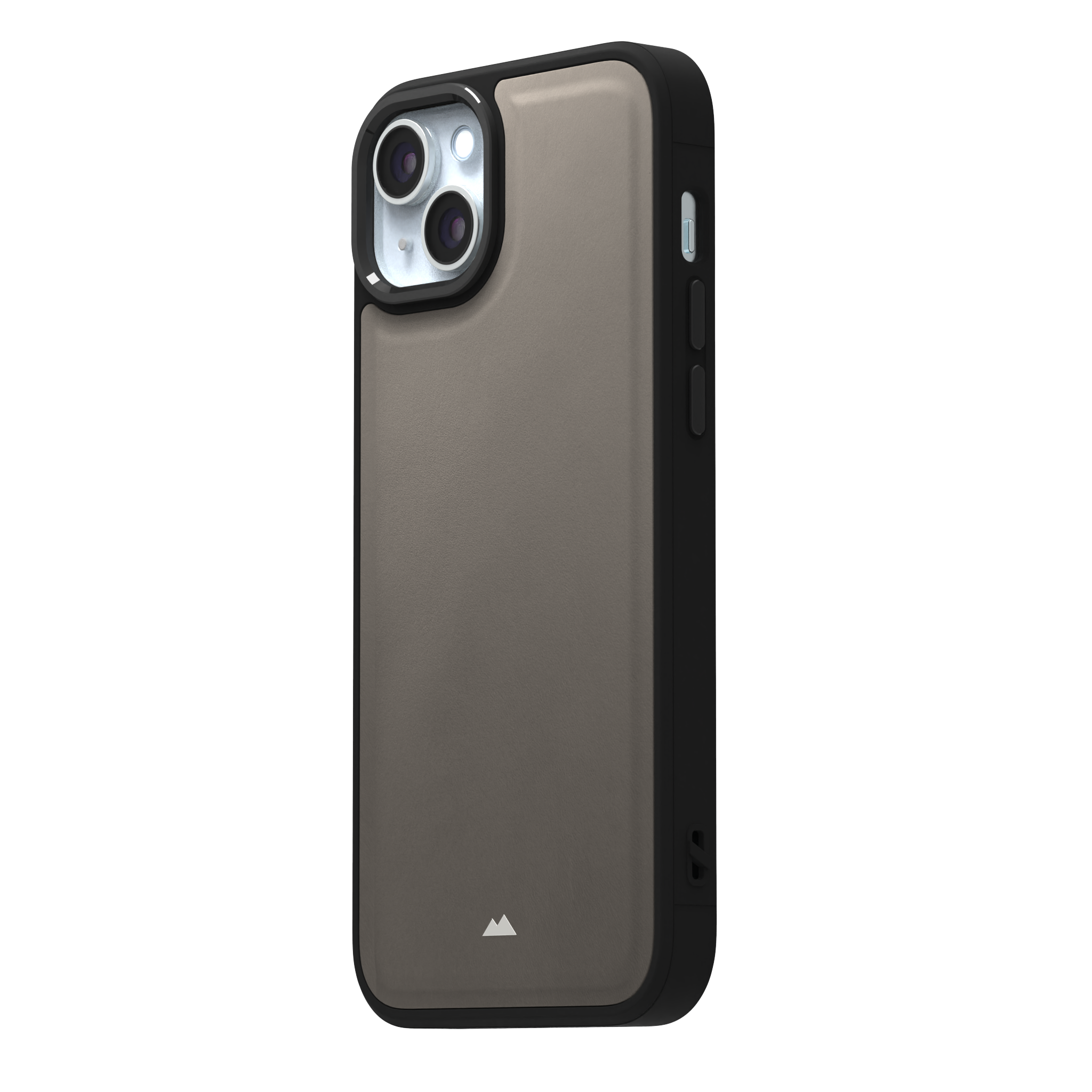 Grey Top Grain Leather Case Cover for iPhone 15 Plus