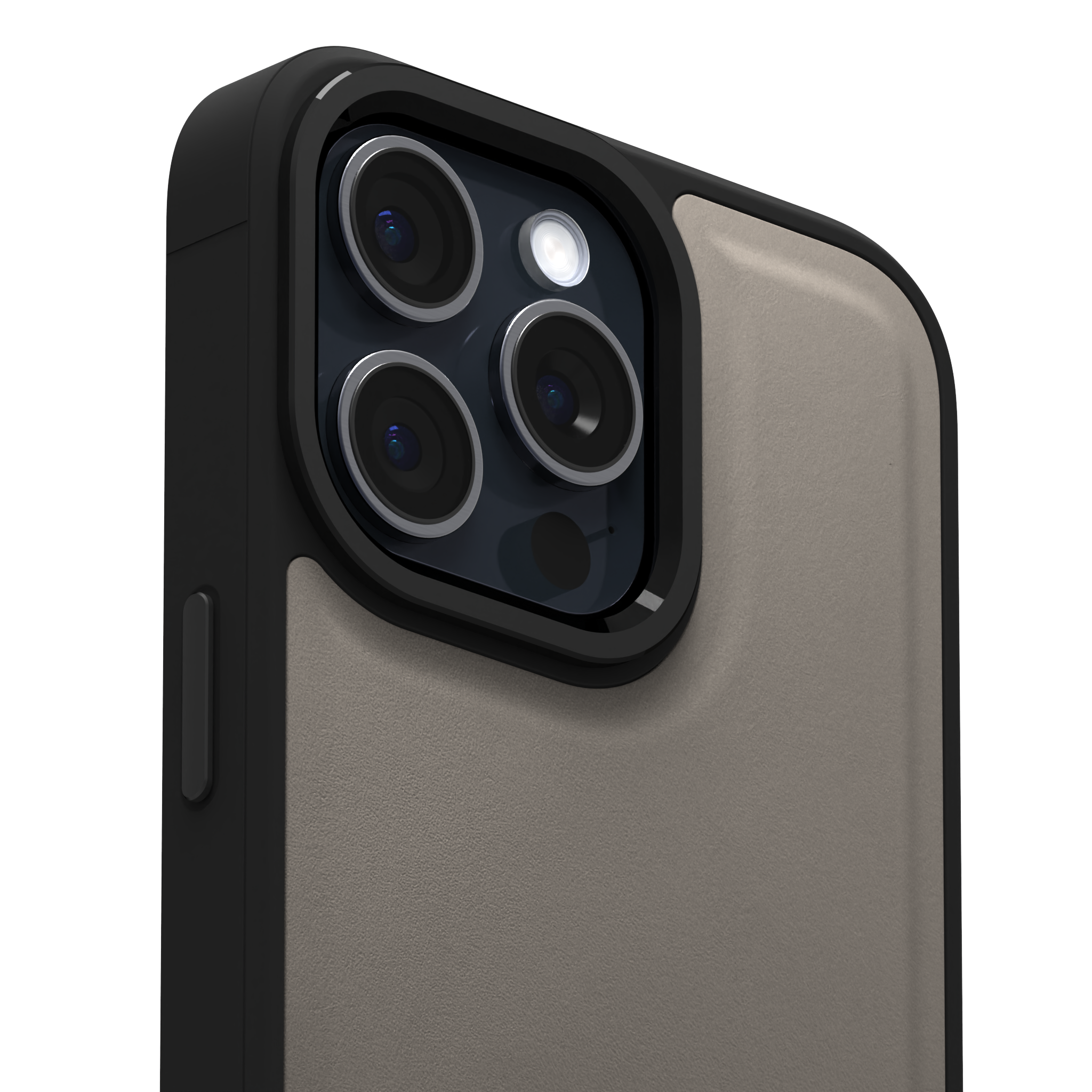 Grey Top Grain Leather Case Cover for iPhone 15 Pro Max