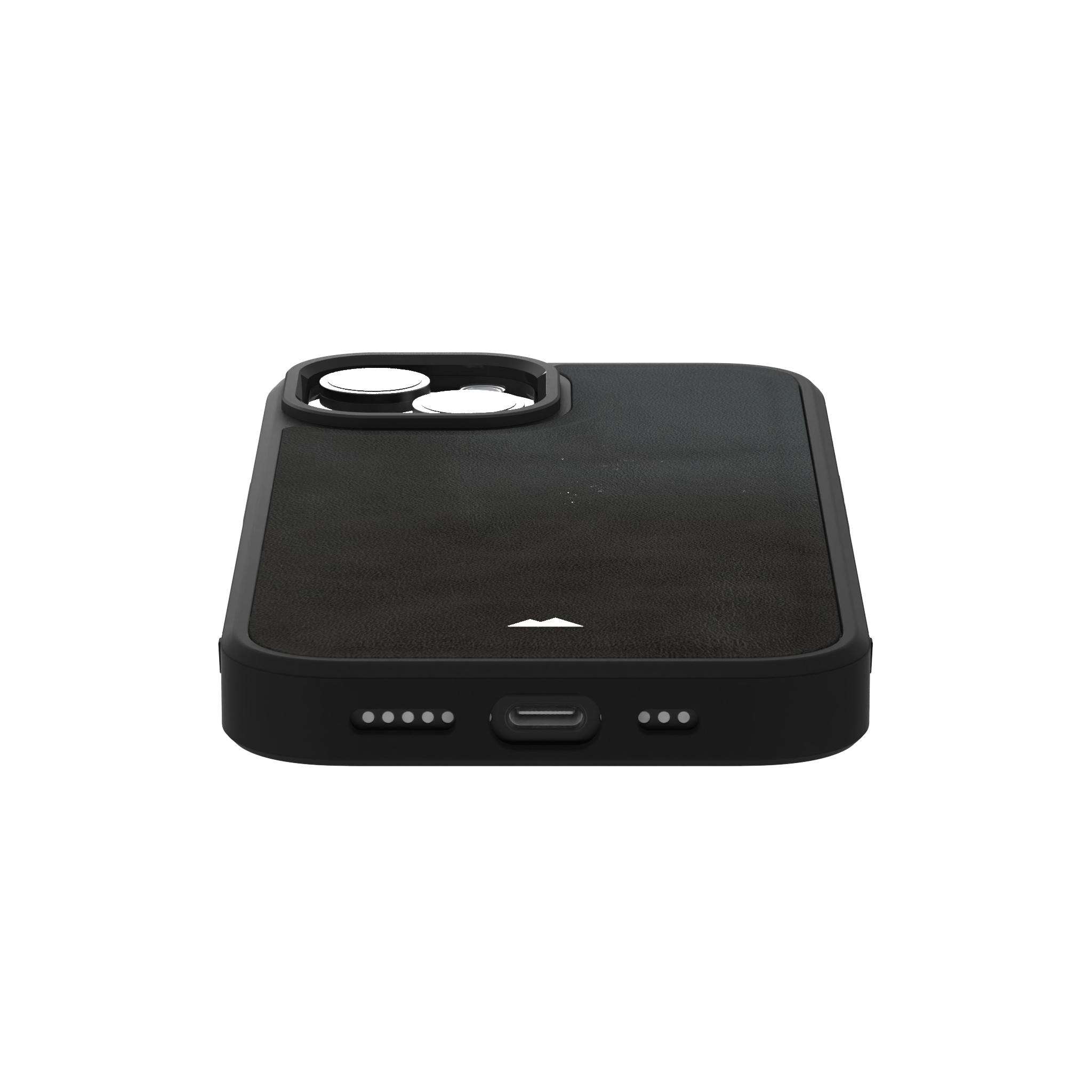 Smudged Grey Leather Case Cover for iPhone 15